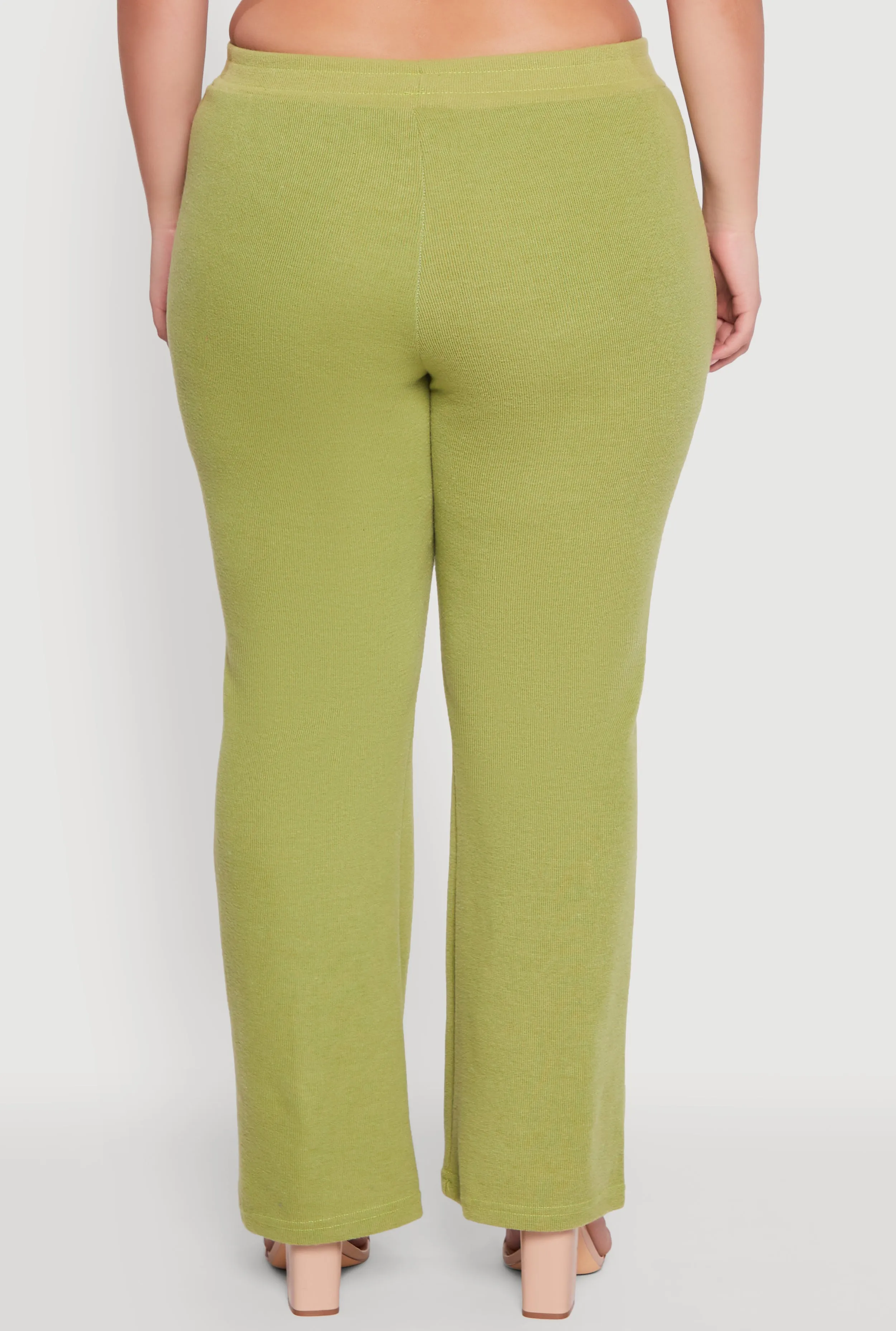 Plus Size High Waisted Straight Leg Ribbed Knit Pants sold by Rainbow product image thumbnail 5