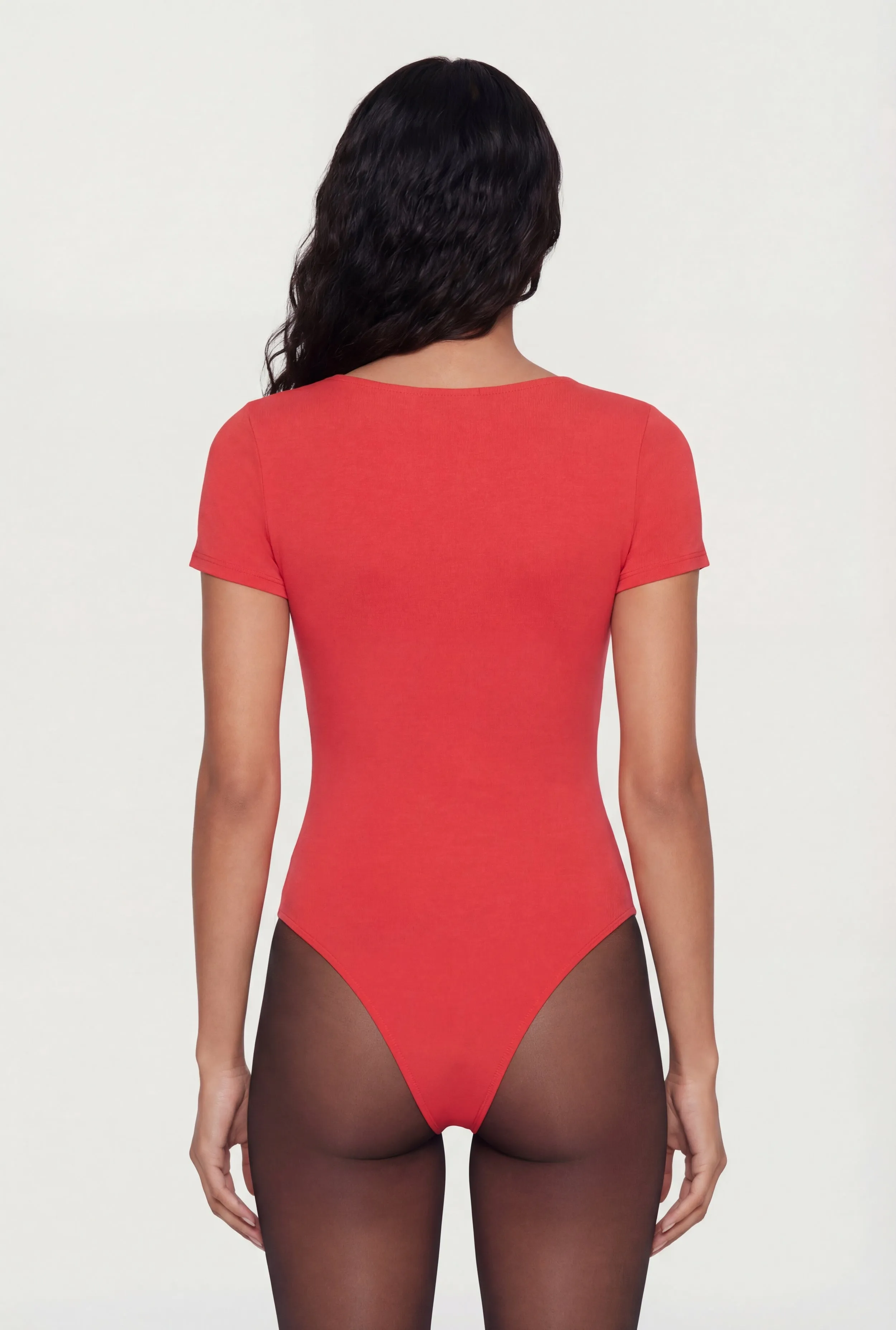 Double Layered Short Sleeve V Neck Bodysuit sold by Rainbow product image thumbnail 5