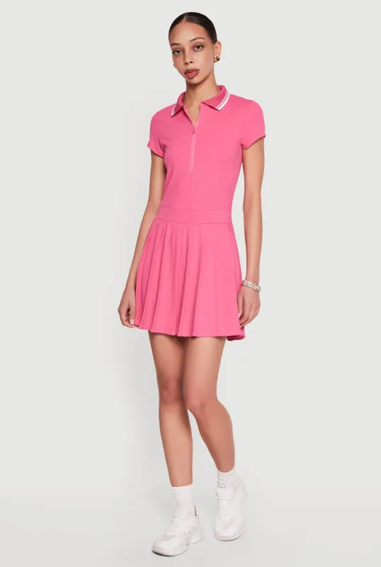 Half Zip Front Polo Skater Dress sold by Rainbow