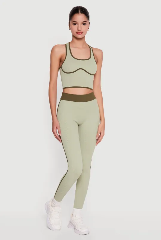 Contrast Trim Seamless Ribbed Leggings sold by Rainbow