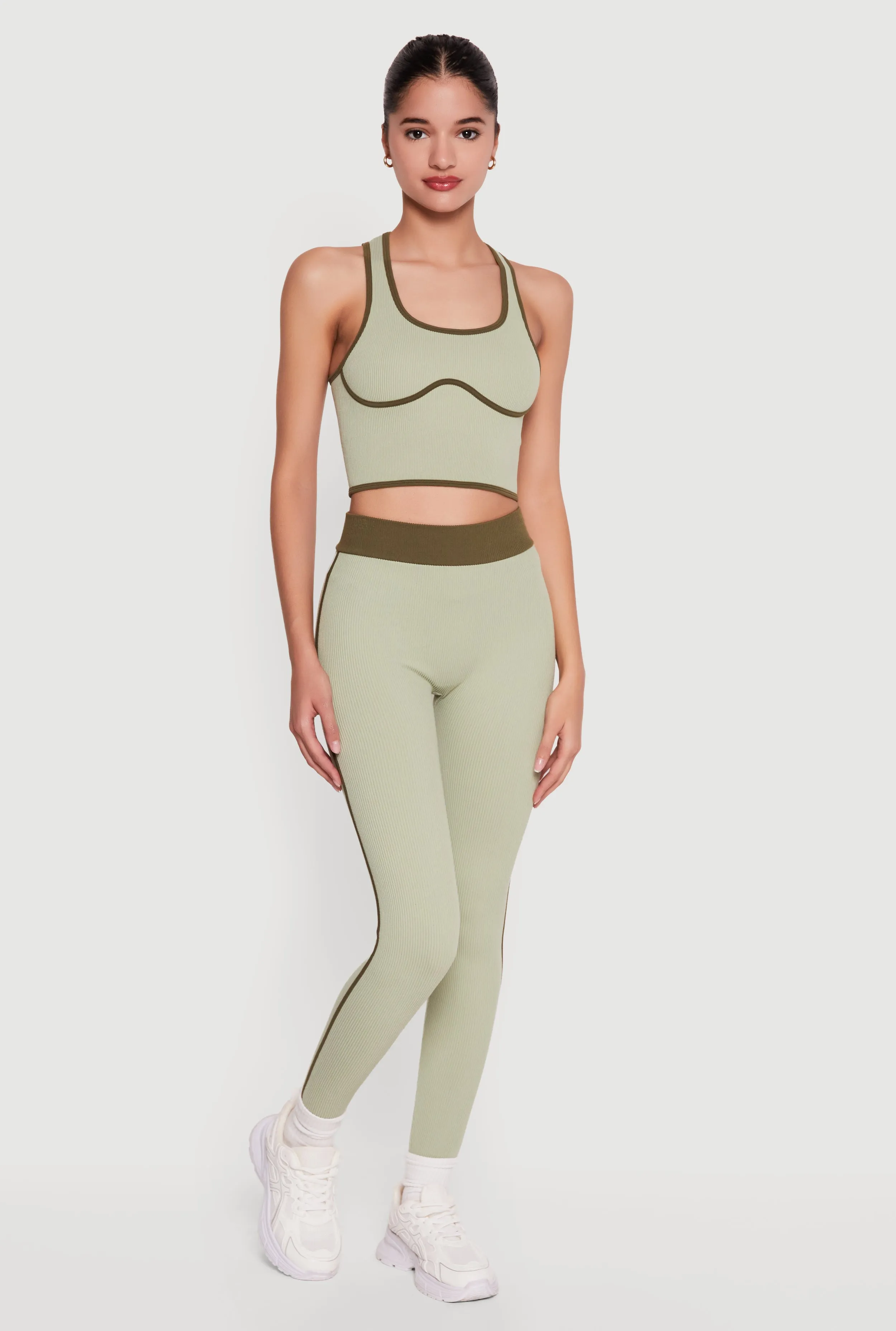 Contrast Trim Seamless Ribbed Leggings sold by Rainbow