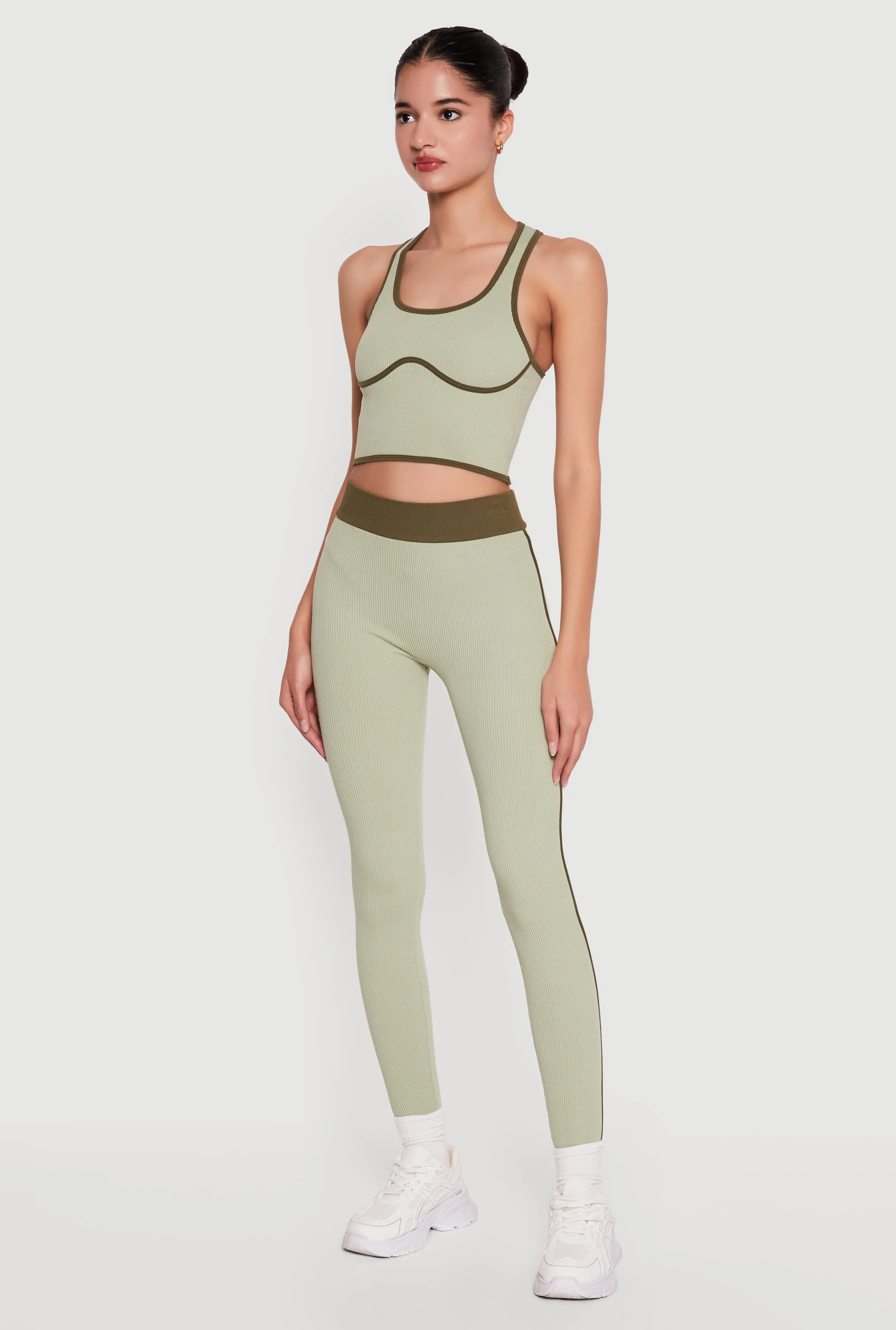 Contrast Trim Seamless Ribbed Leggings sold by Rainbow product image thumbnail 2