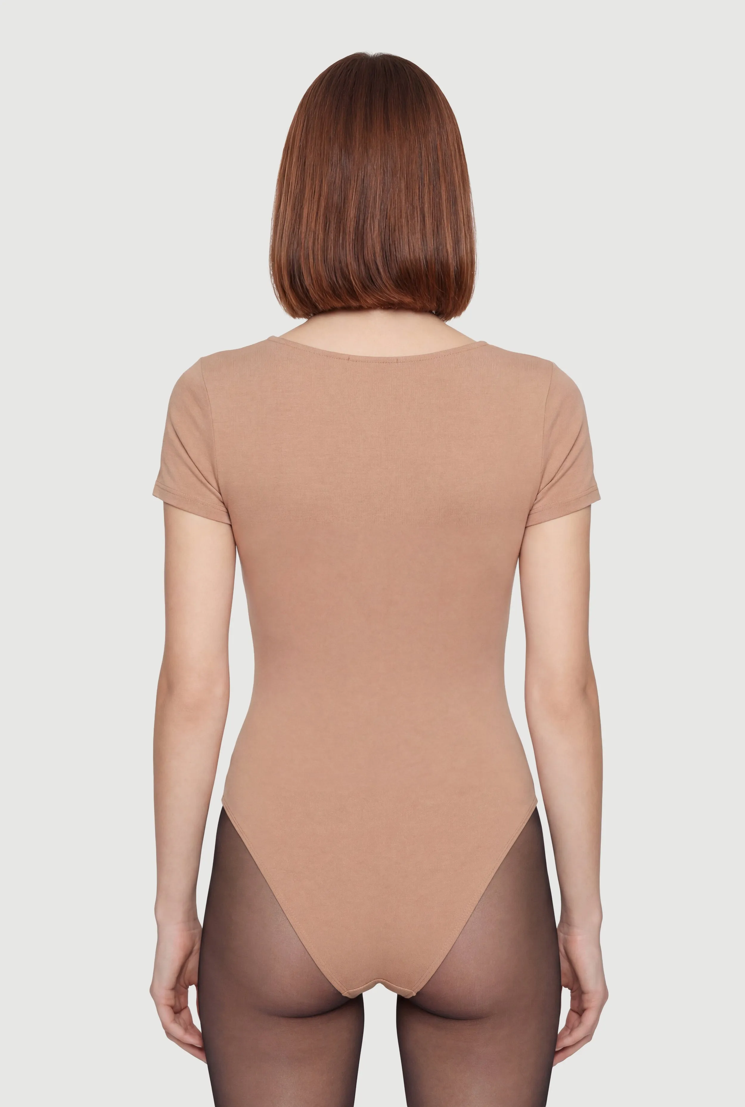 Double Layered Short Sleeve V Neck Bodysuit sold by Rainbow product image thumbnail 5