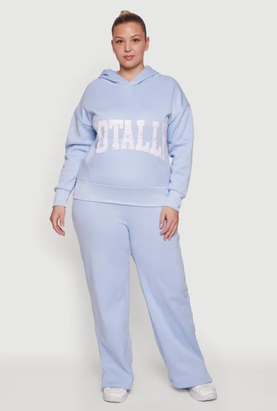 Plus Size High Waisted Side Slit Sweatpants made by Rainbow