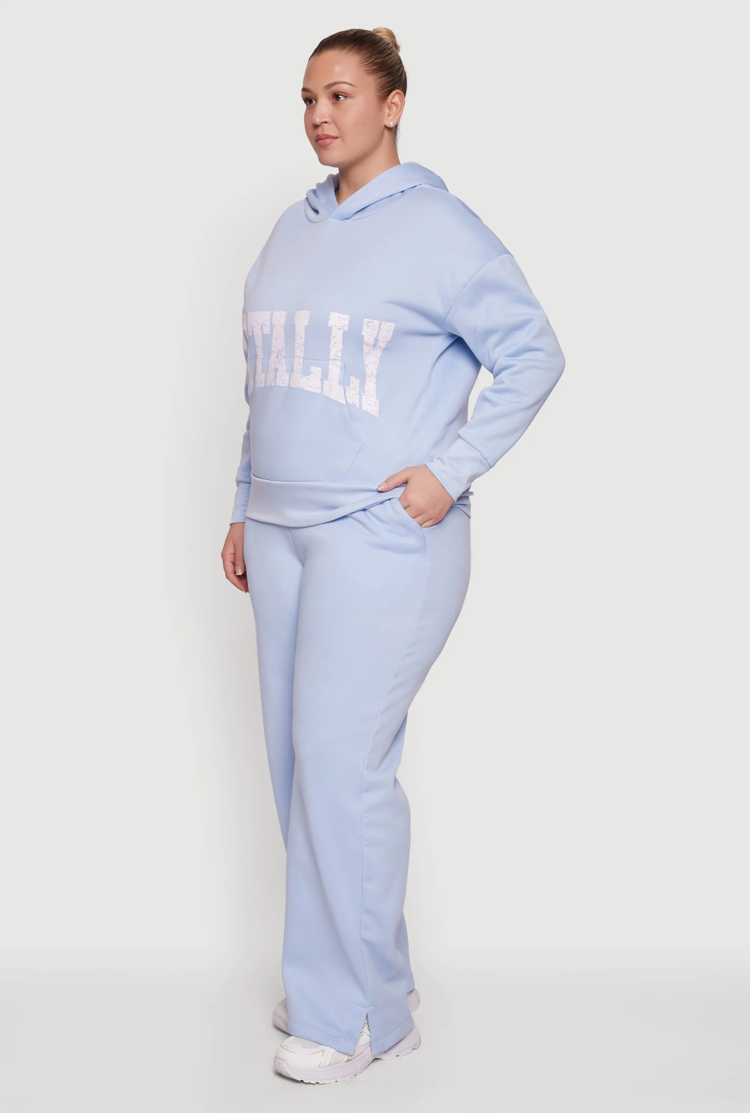 Plus Size High Waisted Side Slit Sweatpants sold by Rainbow product image thumbnail 2