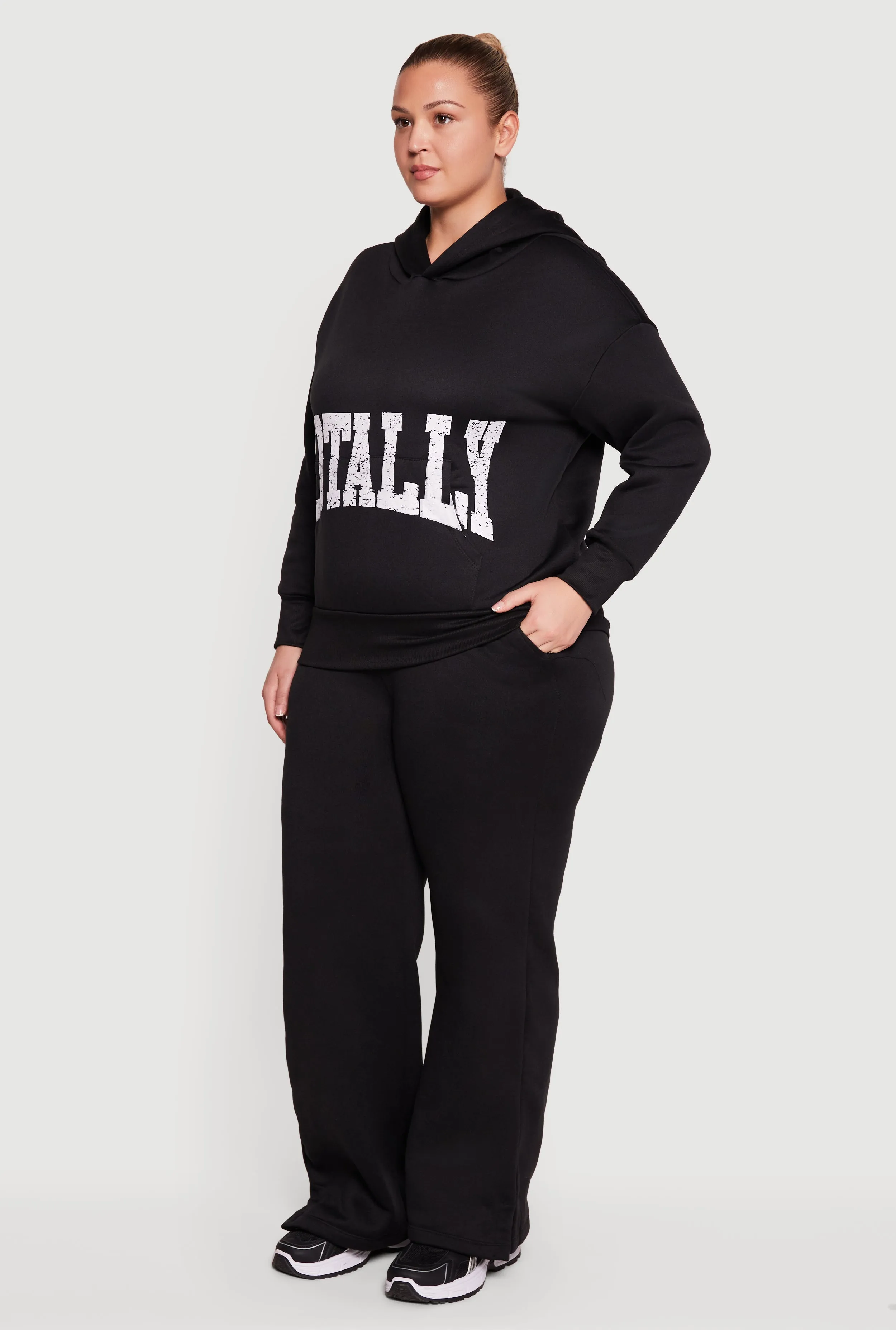 Plus Size High Waisted Side Slit Sweatpants sold by Rainbow product image thumbnail 2
