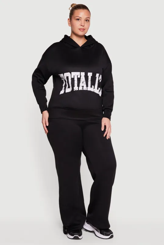 Plus Size High Waisted Side Slit Sweatpants made by Rainbow