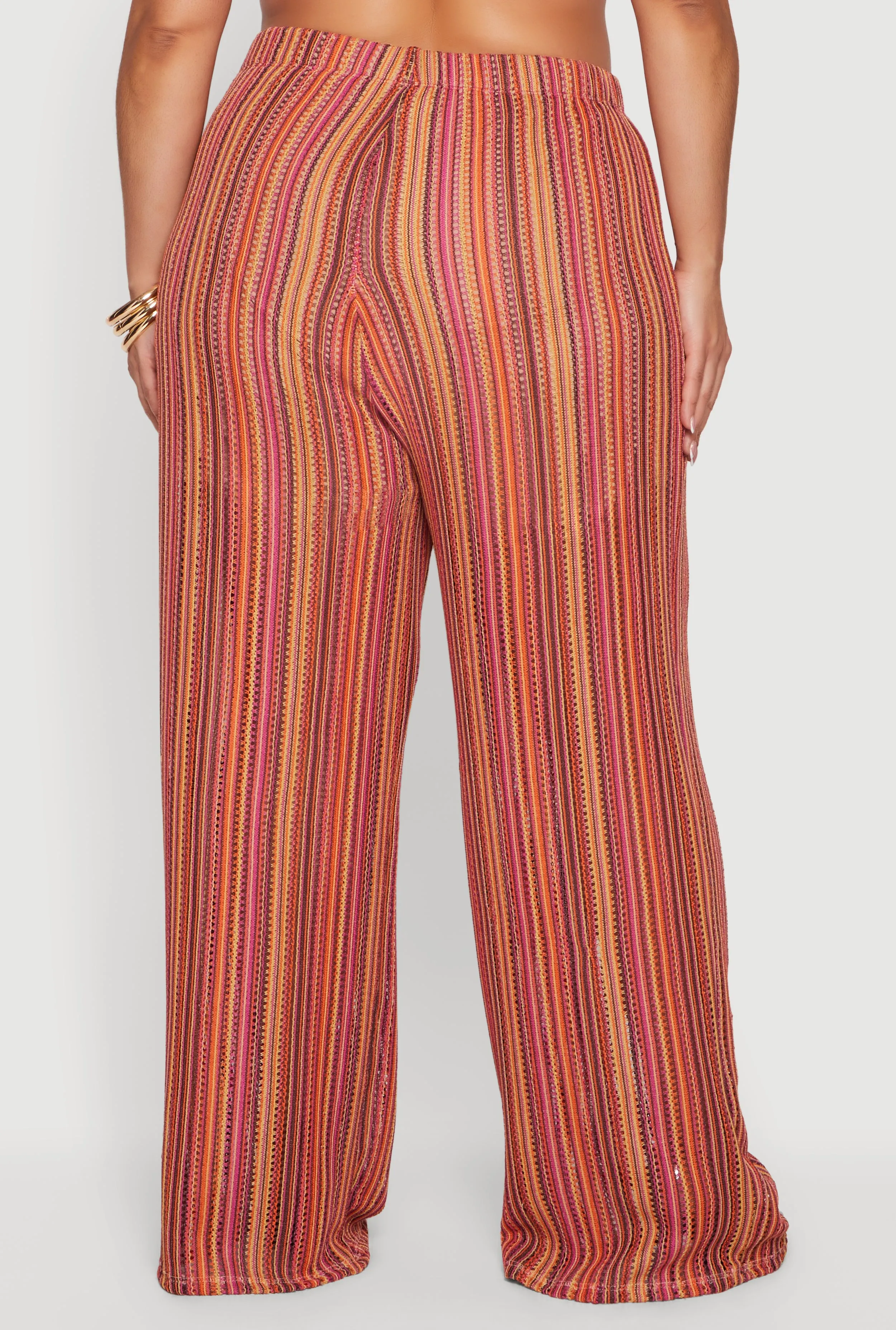 Plus Size High Waisted Wide Leg Striped Casual Pants sold by Rainbow product image thumbnail 5