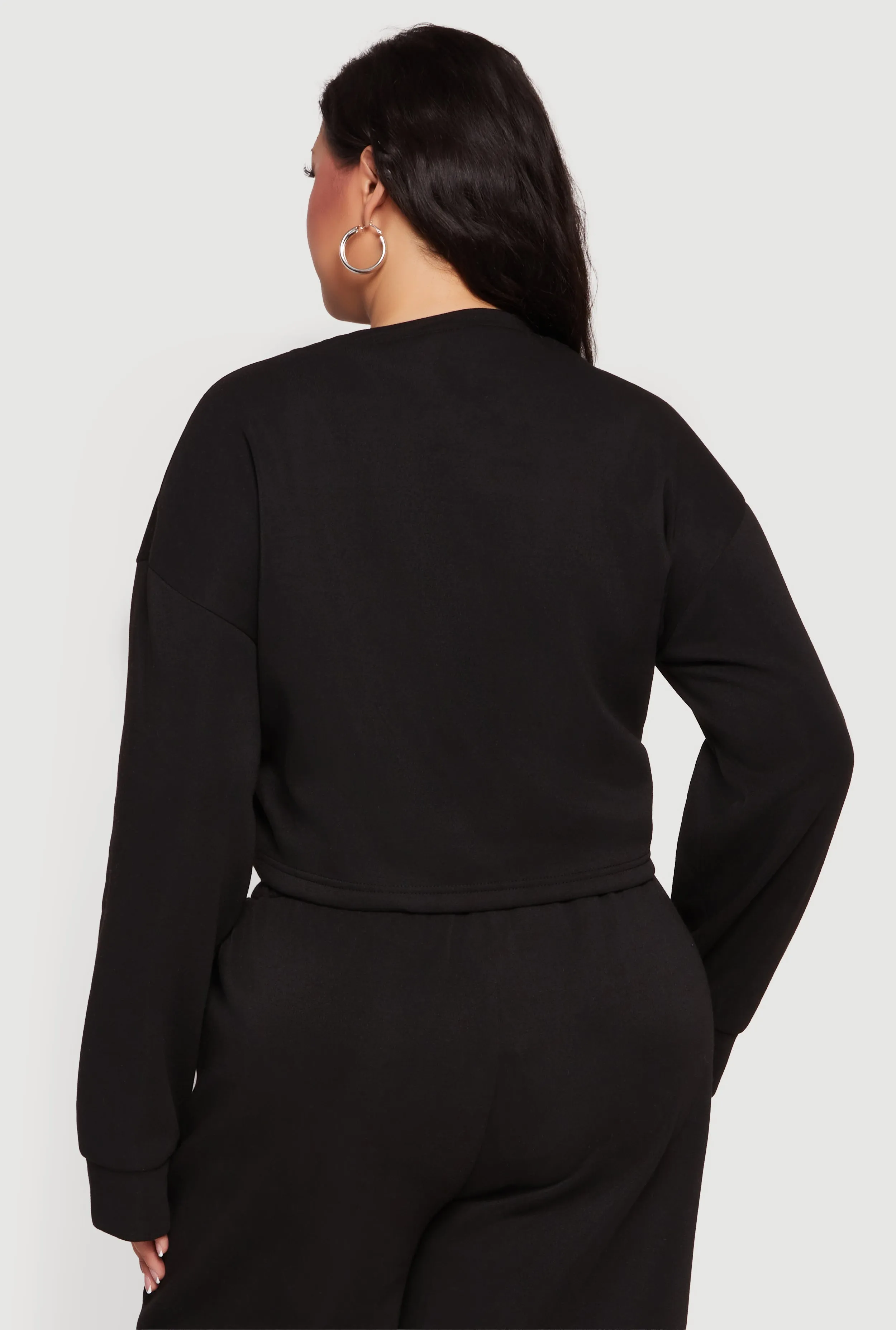 Plus Size Long Sleeve Fleece Cropped Pullover Sweatshirt sold by Rainbow product image thumbnail 5