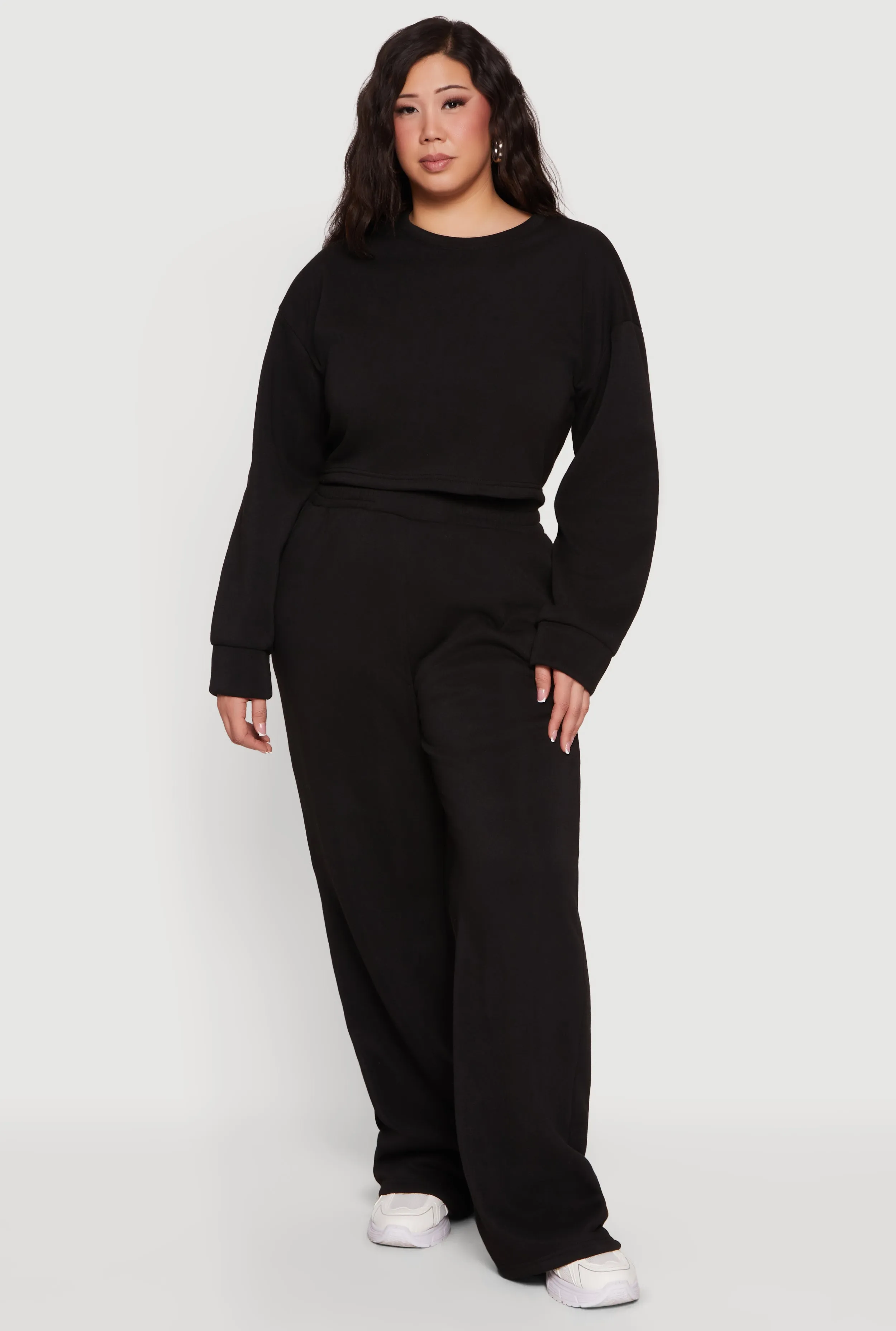 Plus Size Long Sleeve Fleece Cropped Pullover Sweatshirt sold by Rainbow product image thumbnail 2