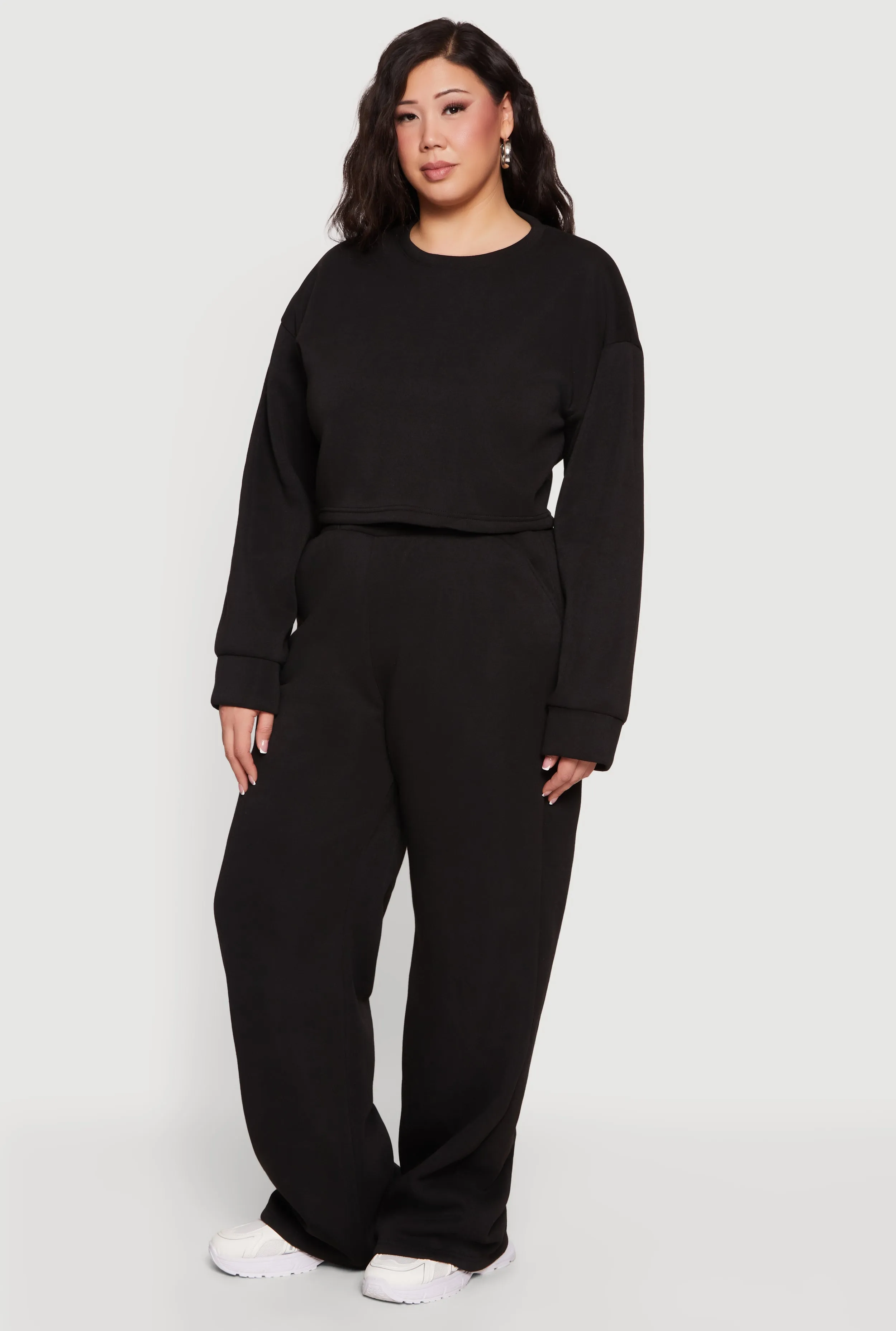 Plus Size Long Sleeve Fleece Cropped Pullover Sweatshirt sold by Rainbow product image thumbnail 3