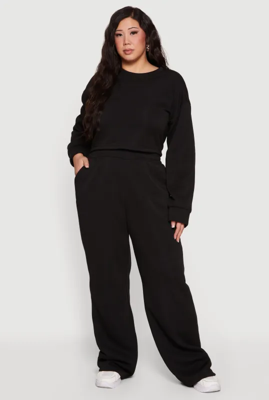 Plus Size High Waisted Wide Leg Sweatpants sold by Rainbow
