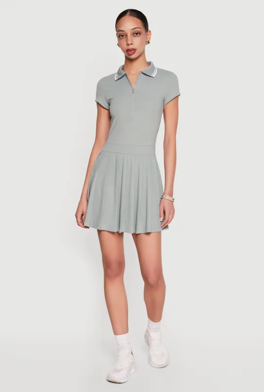 Half Zip Front Polo Skater Dress sold by Rainbow