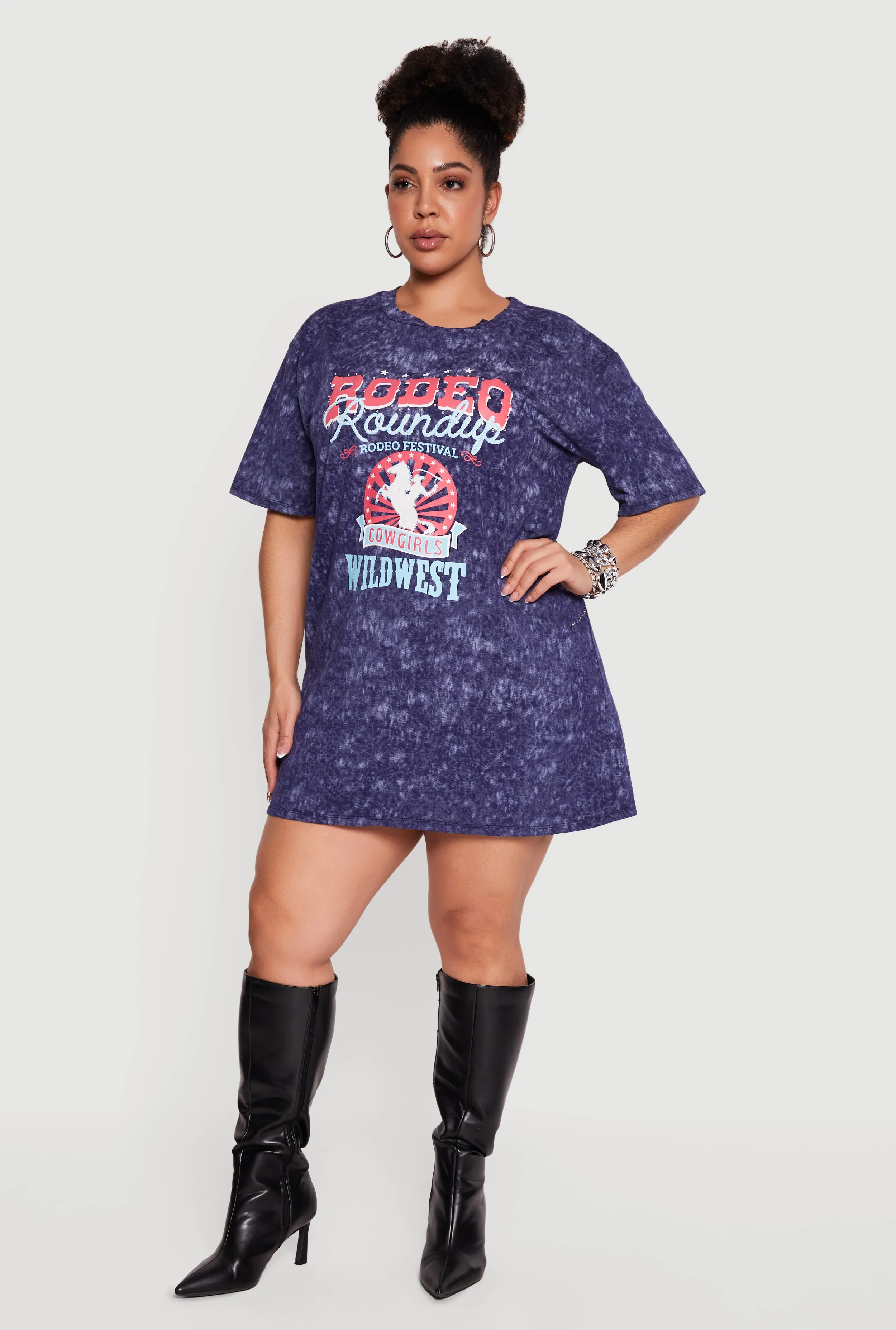 Plus Size Acid Wash Graphic T-Shirt Dress sold by Rainbow product image thumbnail 2