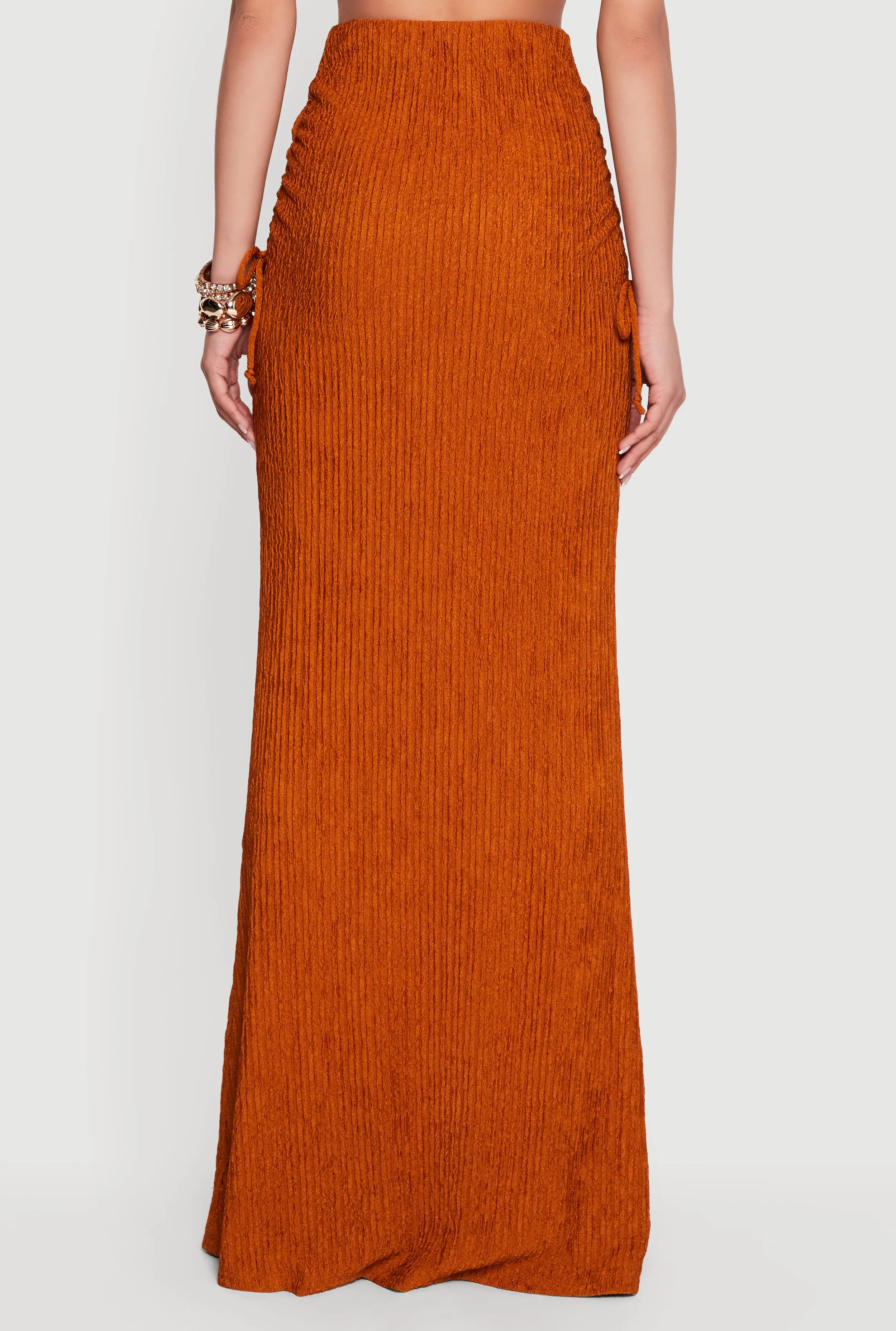 High Waisted Side Ruched Mermaid Maxi Skirt sold by Rainbow product image thumbnail 5