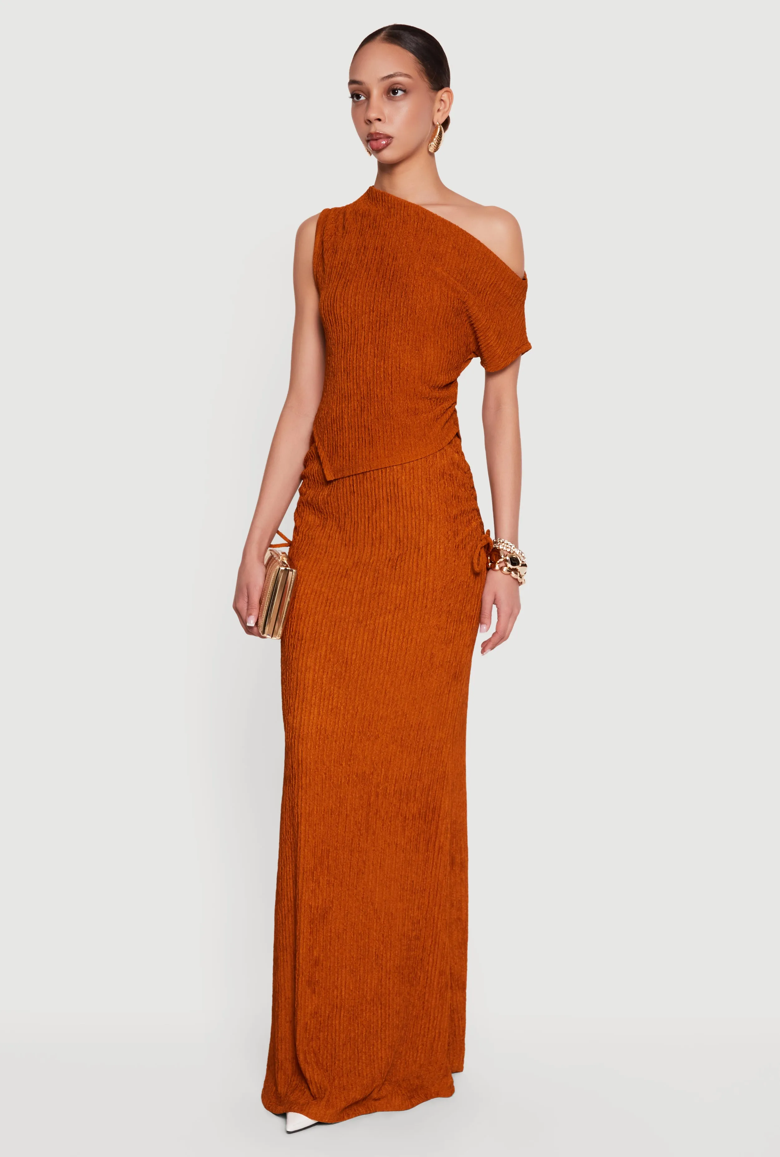 High Waisted Side Ruched Mermaid Maxi Skirt sold by Rainbow product image thumbnail 2