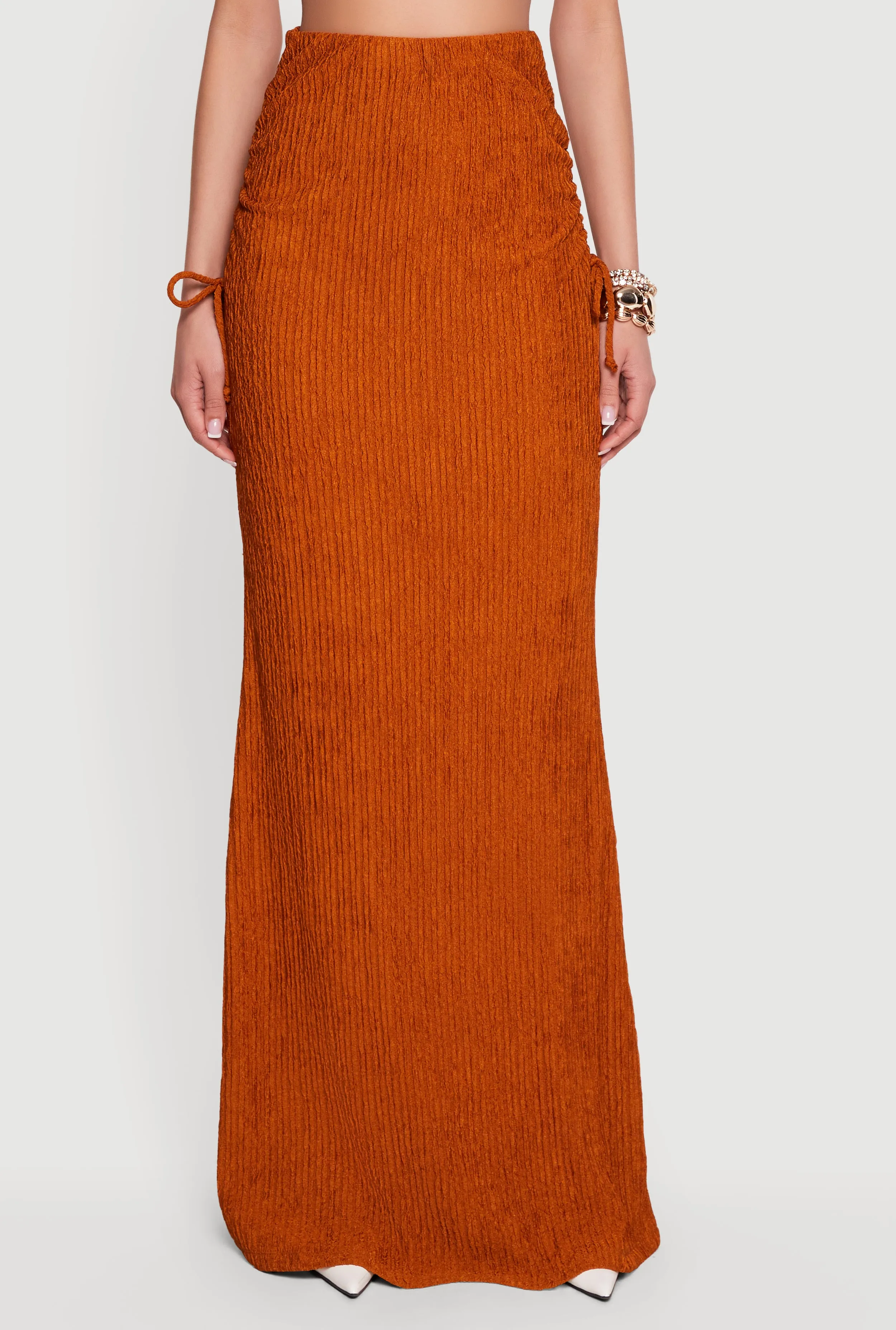 High Waisted Side Ruched Mermaid Maxi Skirt sold by Rainbow product image thumbnail 3