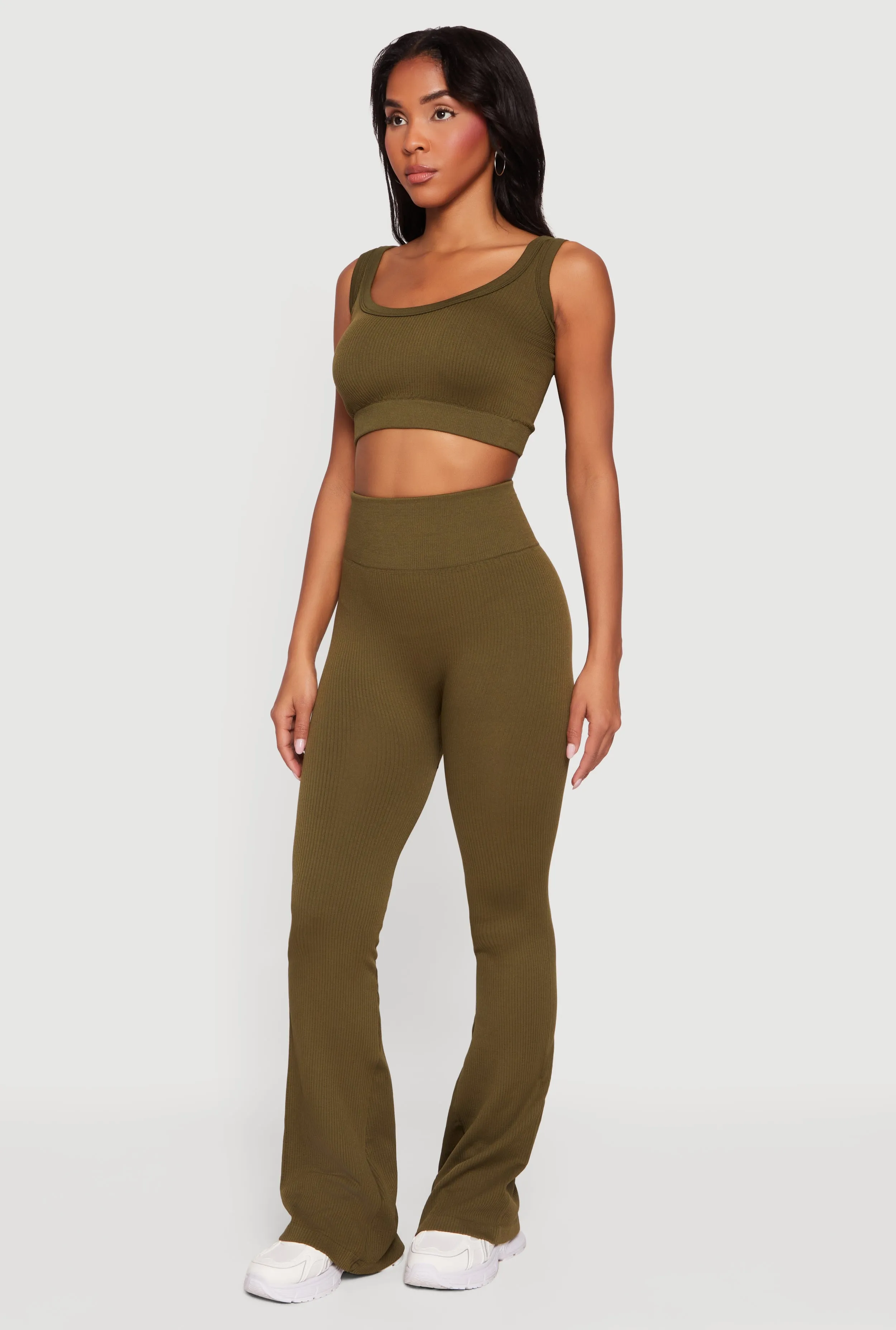 Ribbed High Waisted Flare Leg Active Pants sold by Rainbow product image thumbnail 2