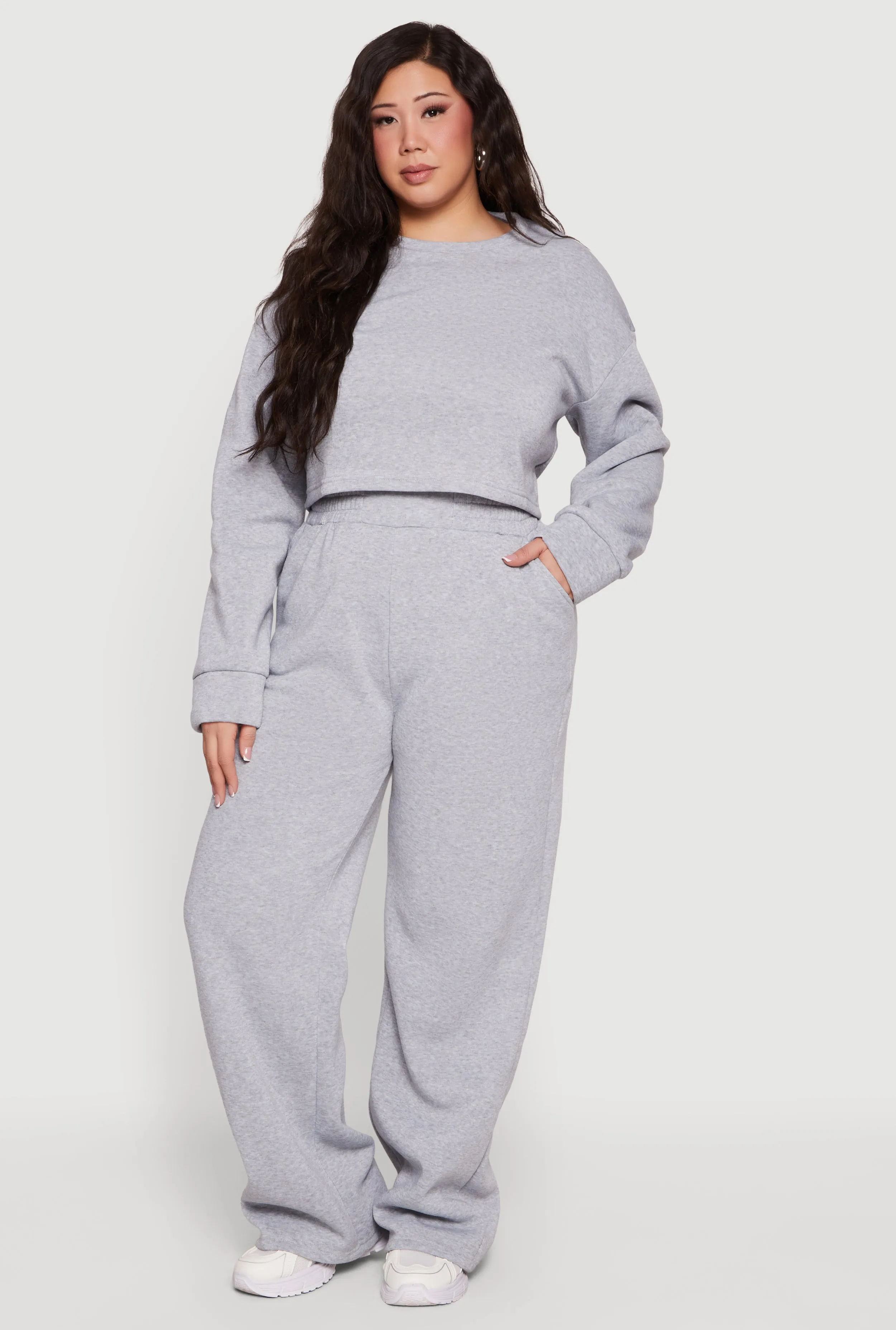 Plus Size High Waisted Wide Leg Sweatpants sold by Rainbow