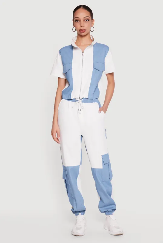 Denim Detail Cargo Joggers sold by Rainbow