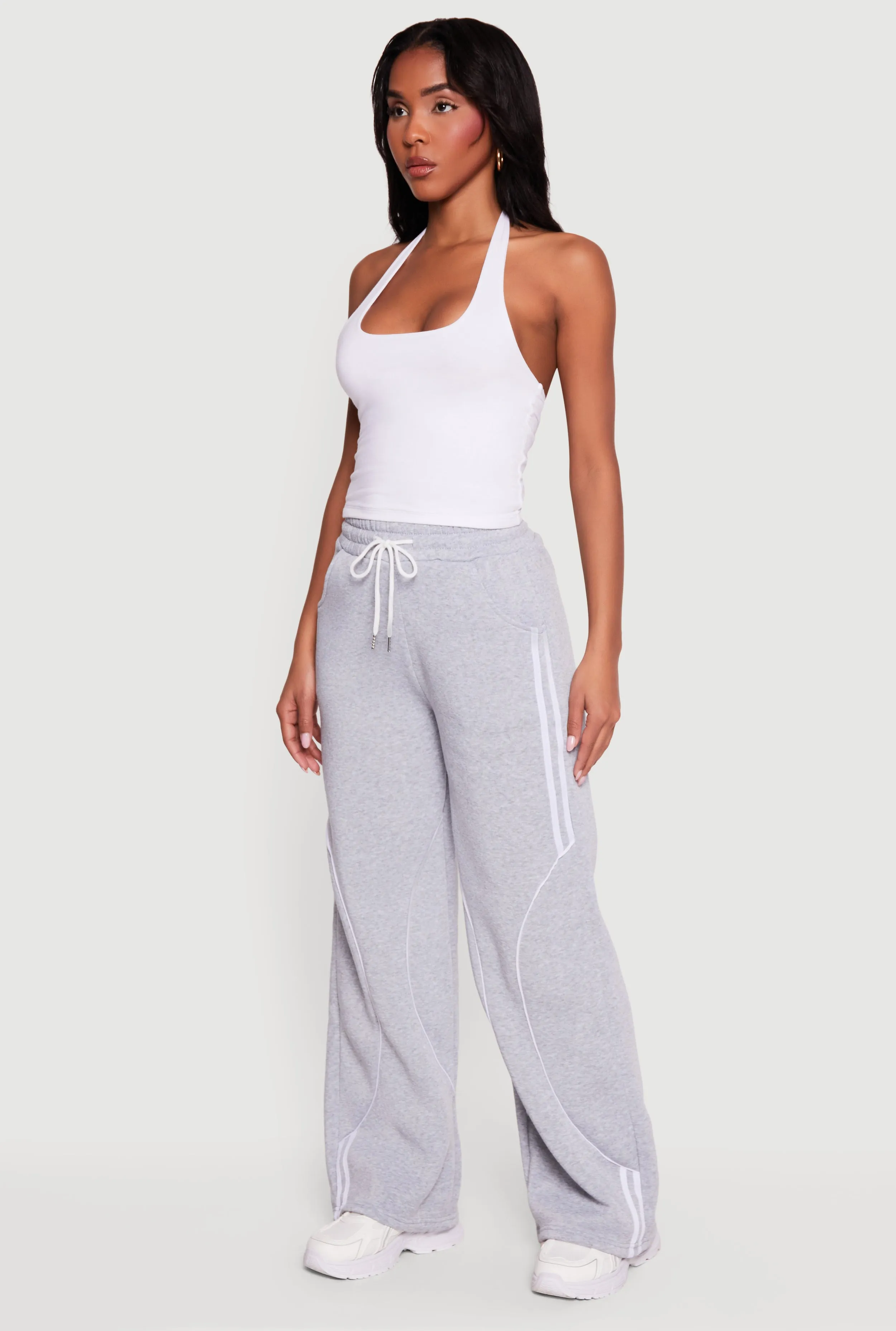 Contrast Trim Drawstring Waist Wide Leg Sweatpants sold by Rainbow product image thumbnail 2
