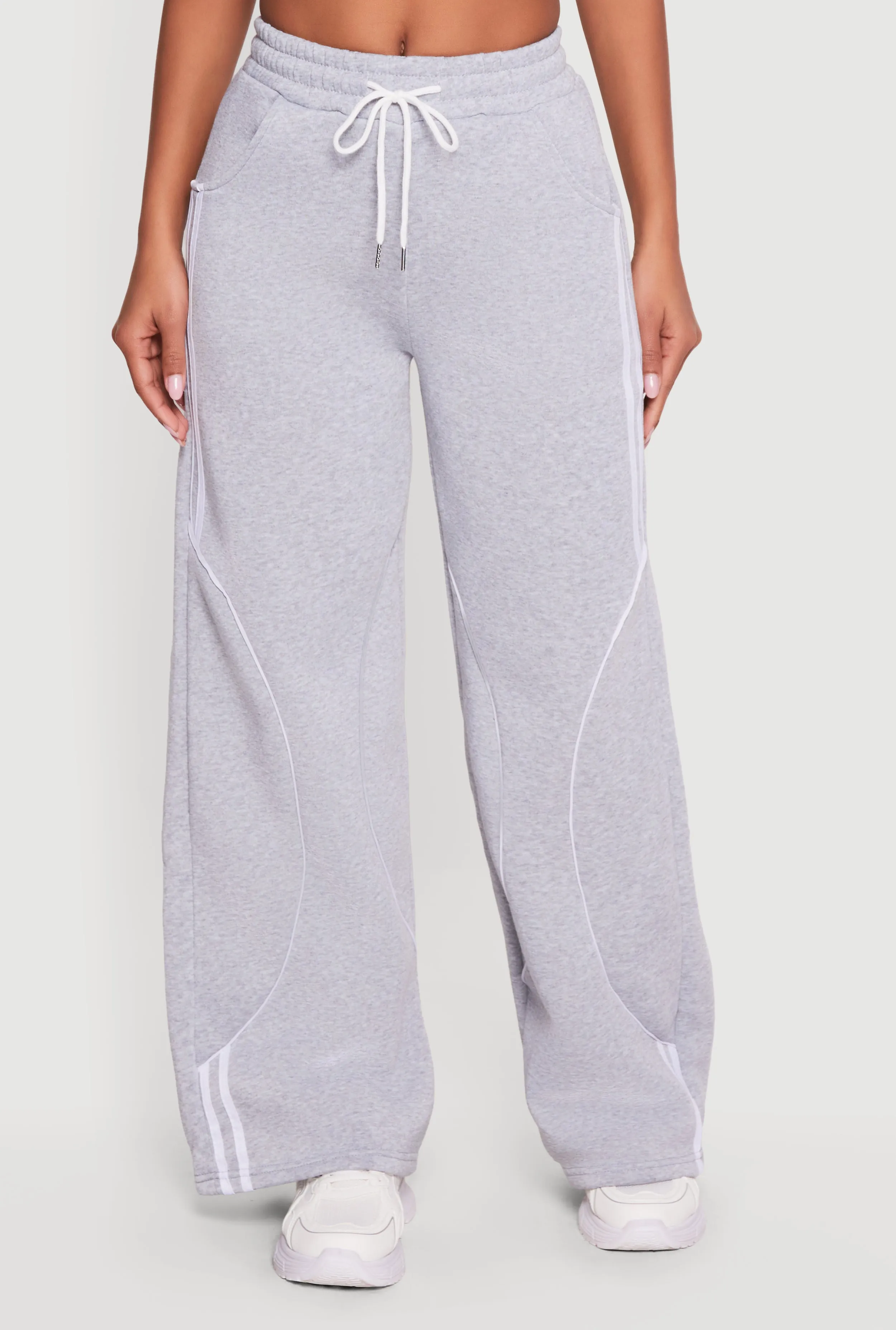 Contrast Trim Drawstring Waist Wide Leg Sweatpants sold by Rainbow product image thumbnail 3