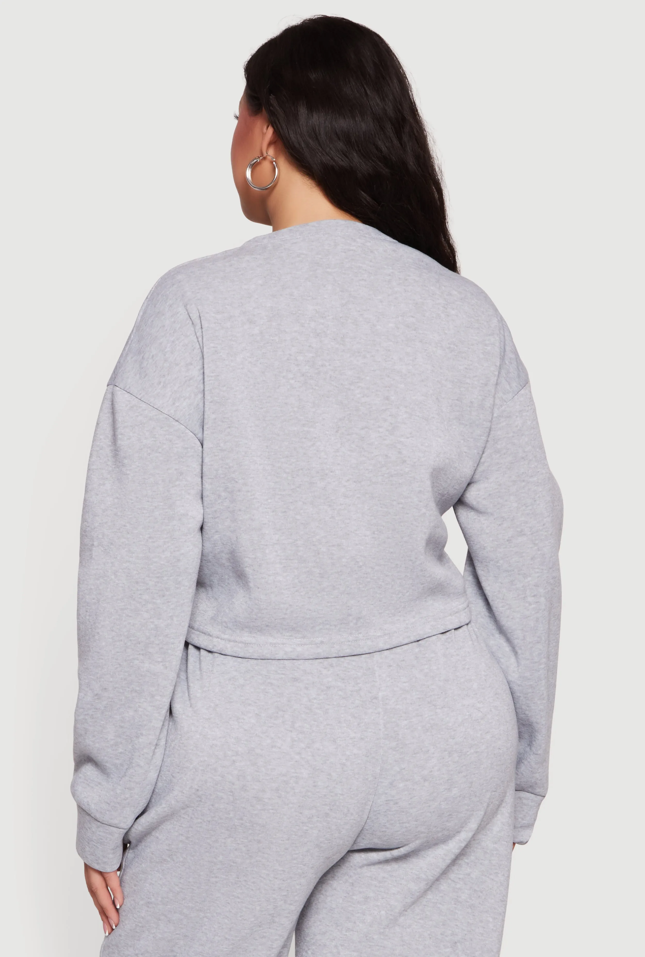 Plus Size Long Sleeve Fleece Cropped Pullover Sweatshirt sold by Rainbow product image thumbnail 5