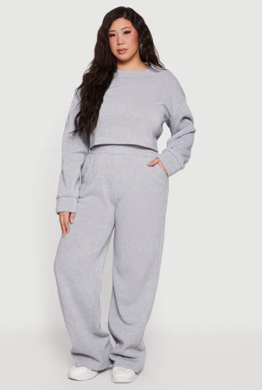 Plus Size High Waisted Wide Leg Sweatpants sold by Rainbow