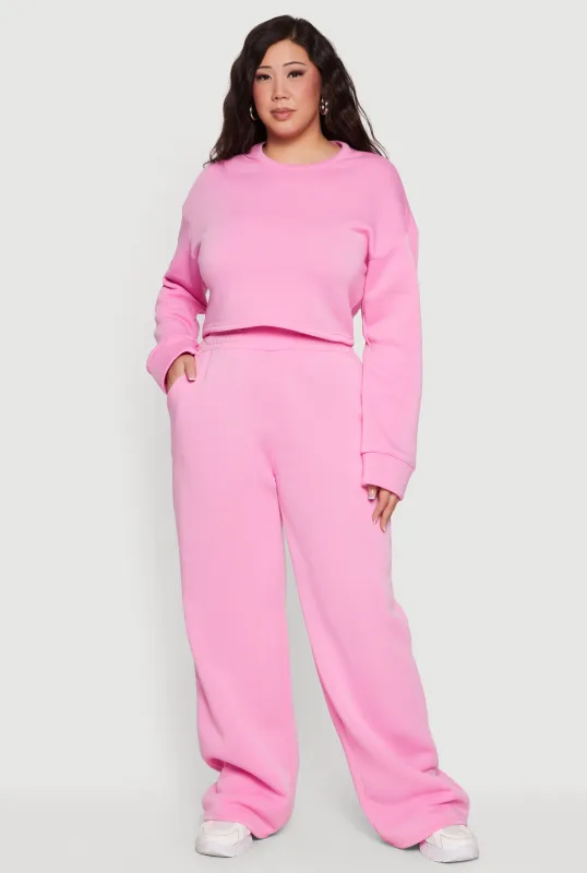 Plus Size High Waisted Wide Leg Sweatpants sold by Rainbow