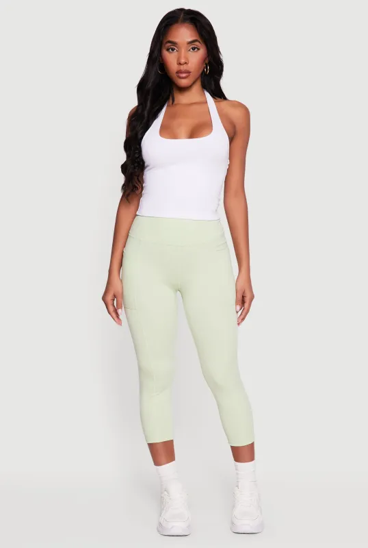 High Waisted Side Pocket Capri Leggings sold by Rainbow