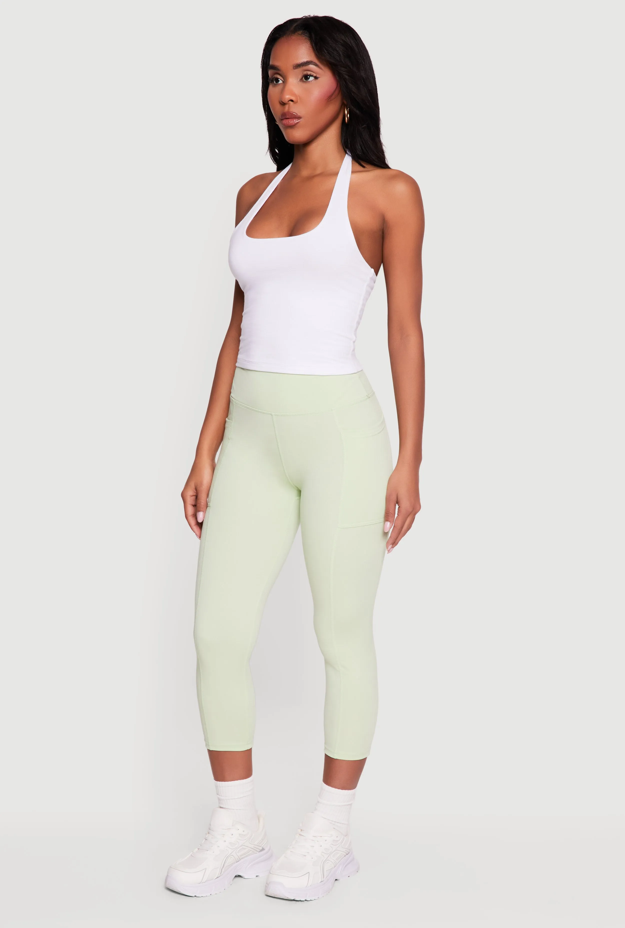 High Waisted Side Pocket Capri Leggings sold by Rainbow product image thumbnail 2