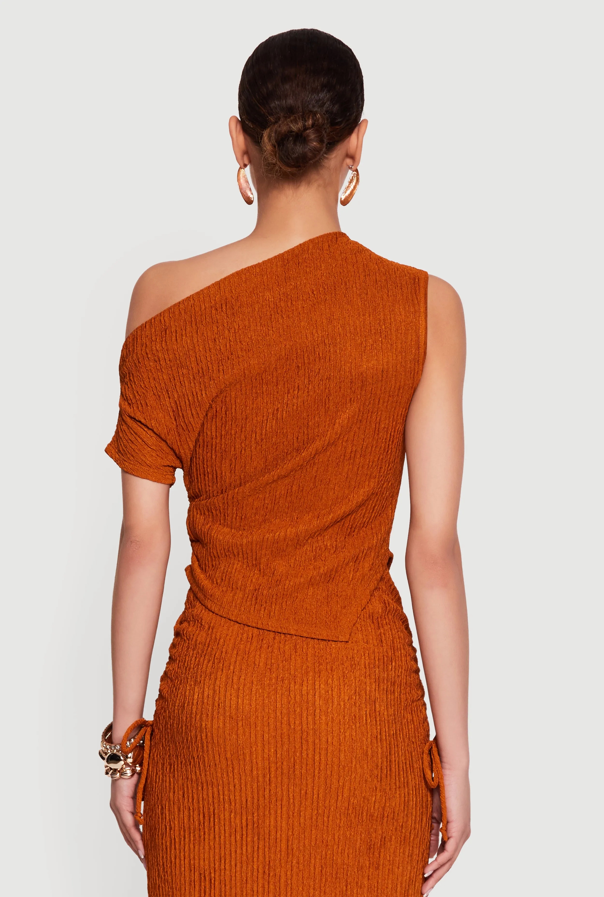 One Shoulder Side Ruched Asymmetrical Top sold by Rainbow product image thumbnail 5