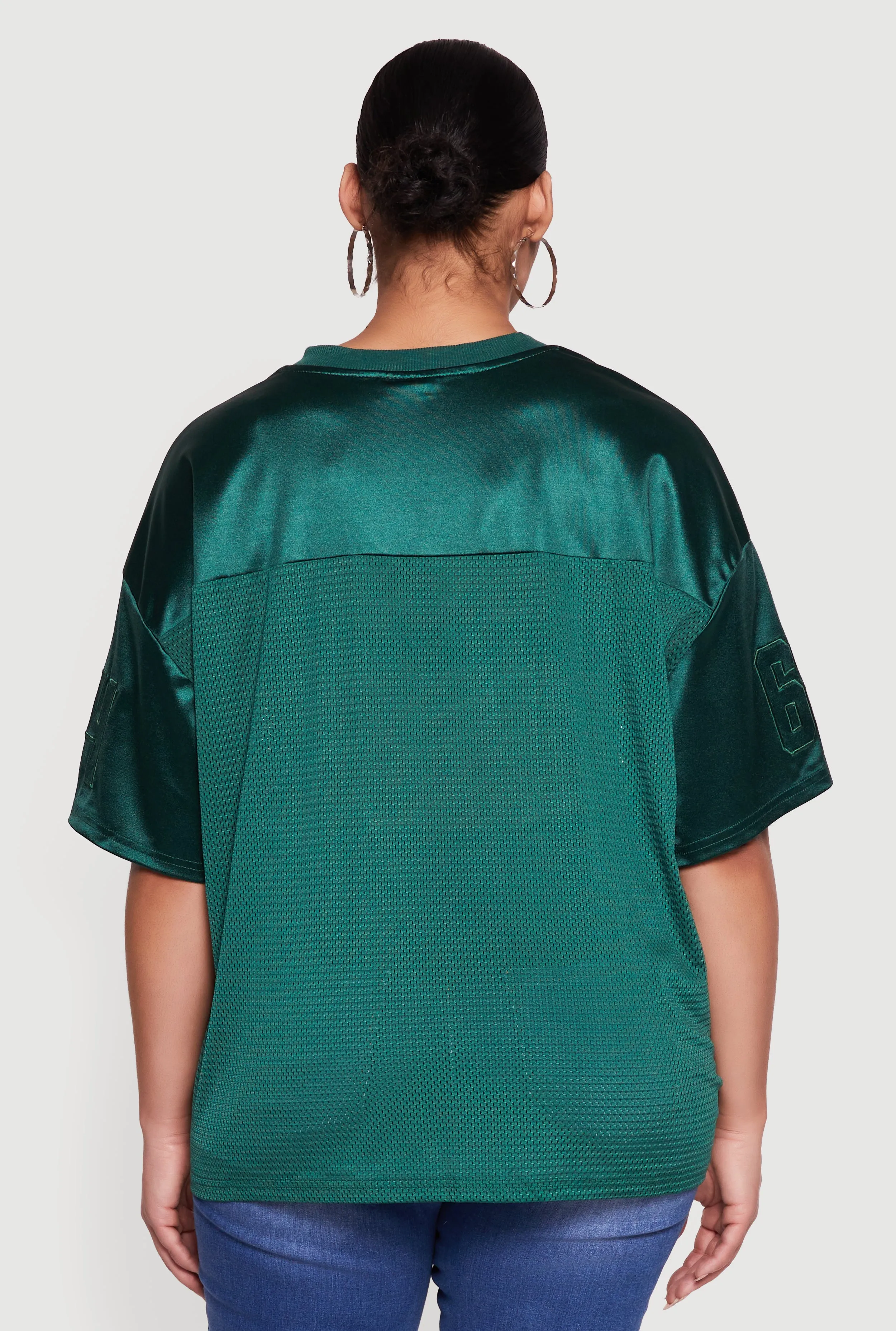 Plus Size Satin Detail Graphic Mesh Jersey sold by Rainbow product image thumbnail 5