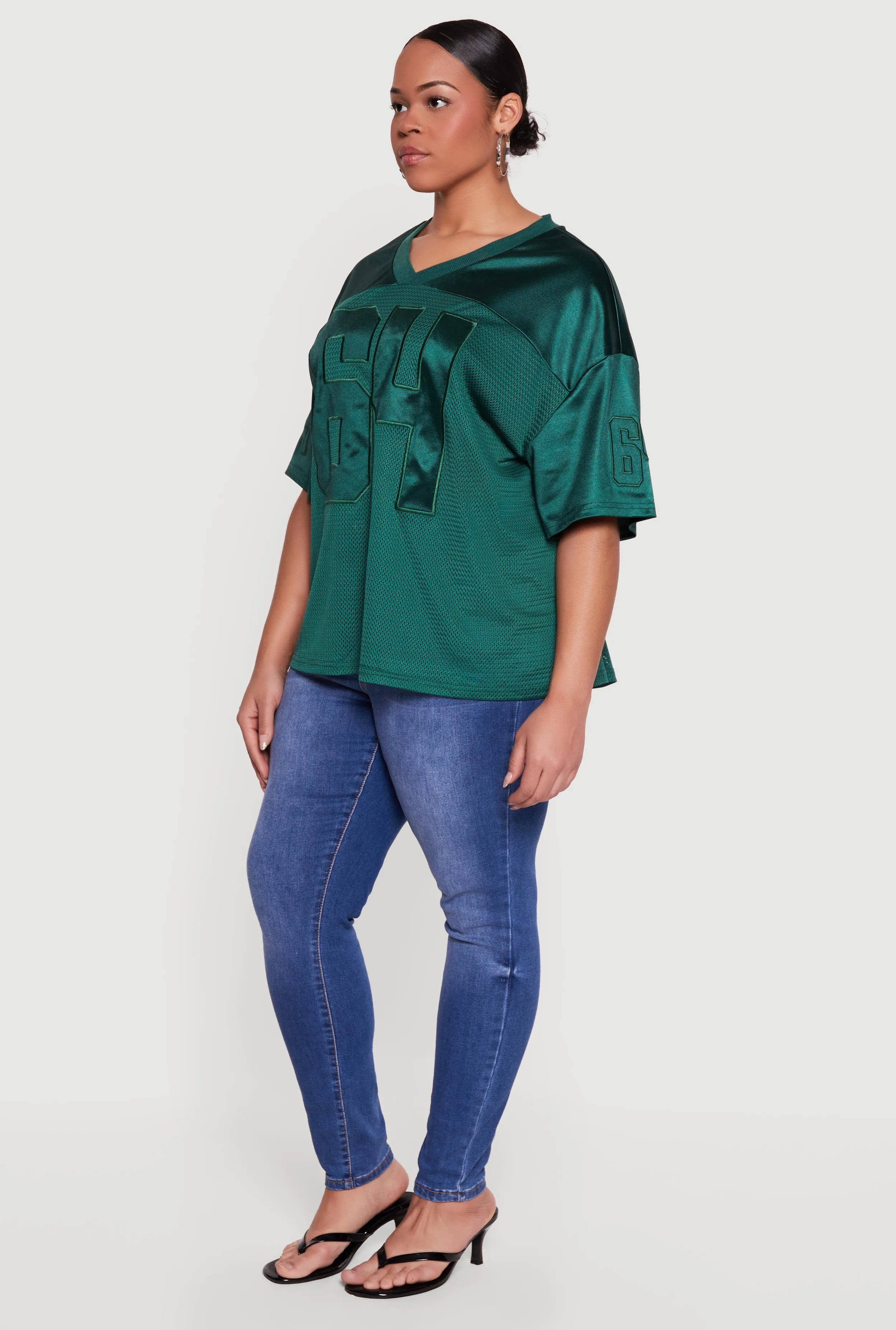 Plus Size Satin Detail Graphic Mesh Jersey sold by Rainbow product image thumbnail 3