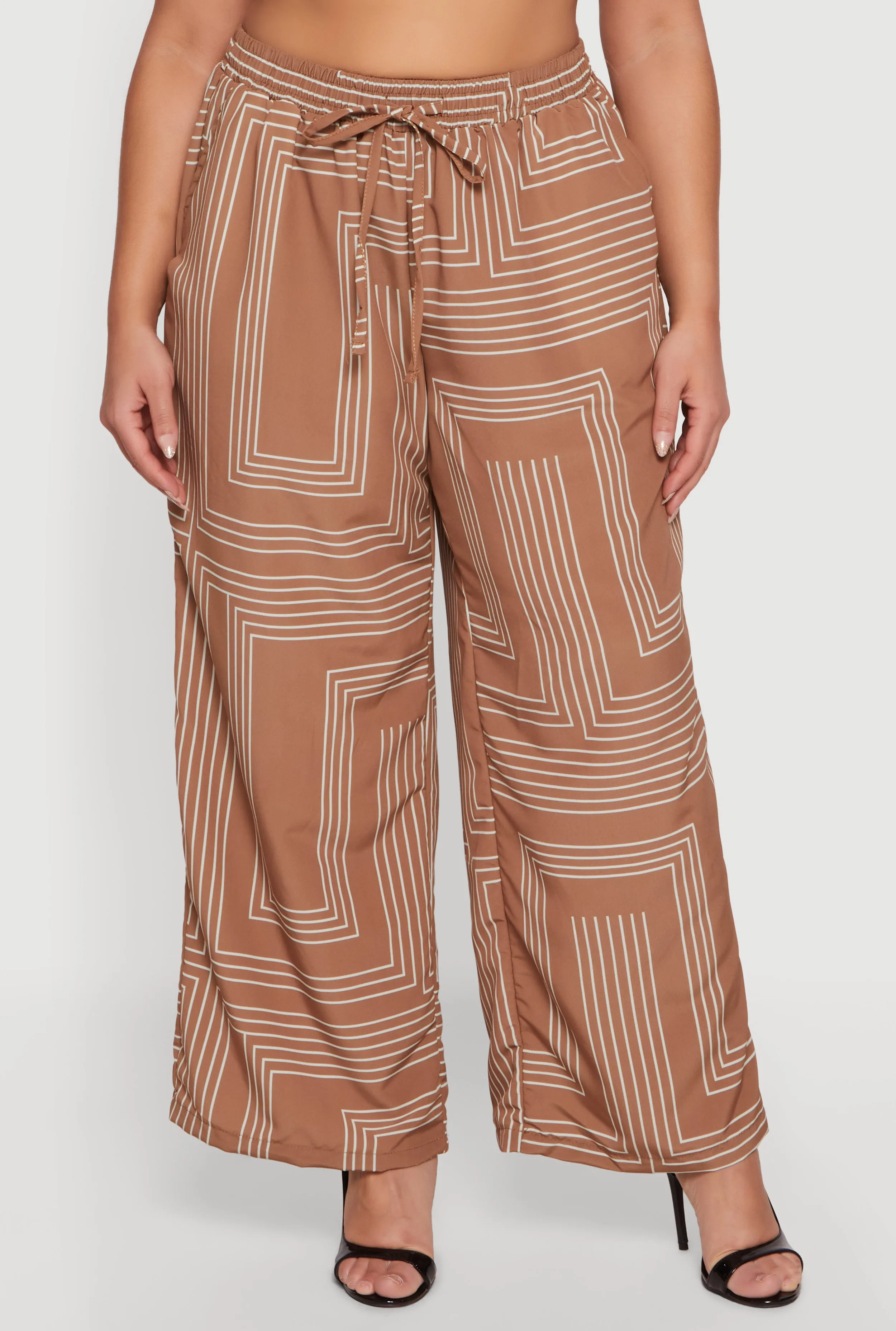Plus Size High Waisted Geometric Print Crepe Knit Pants sold by Rainbow product image thumbnail 3