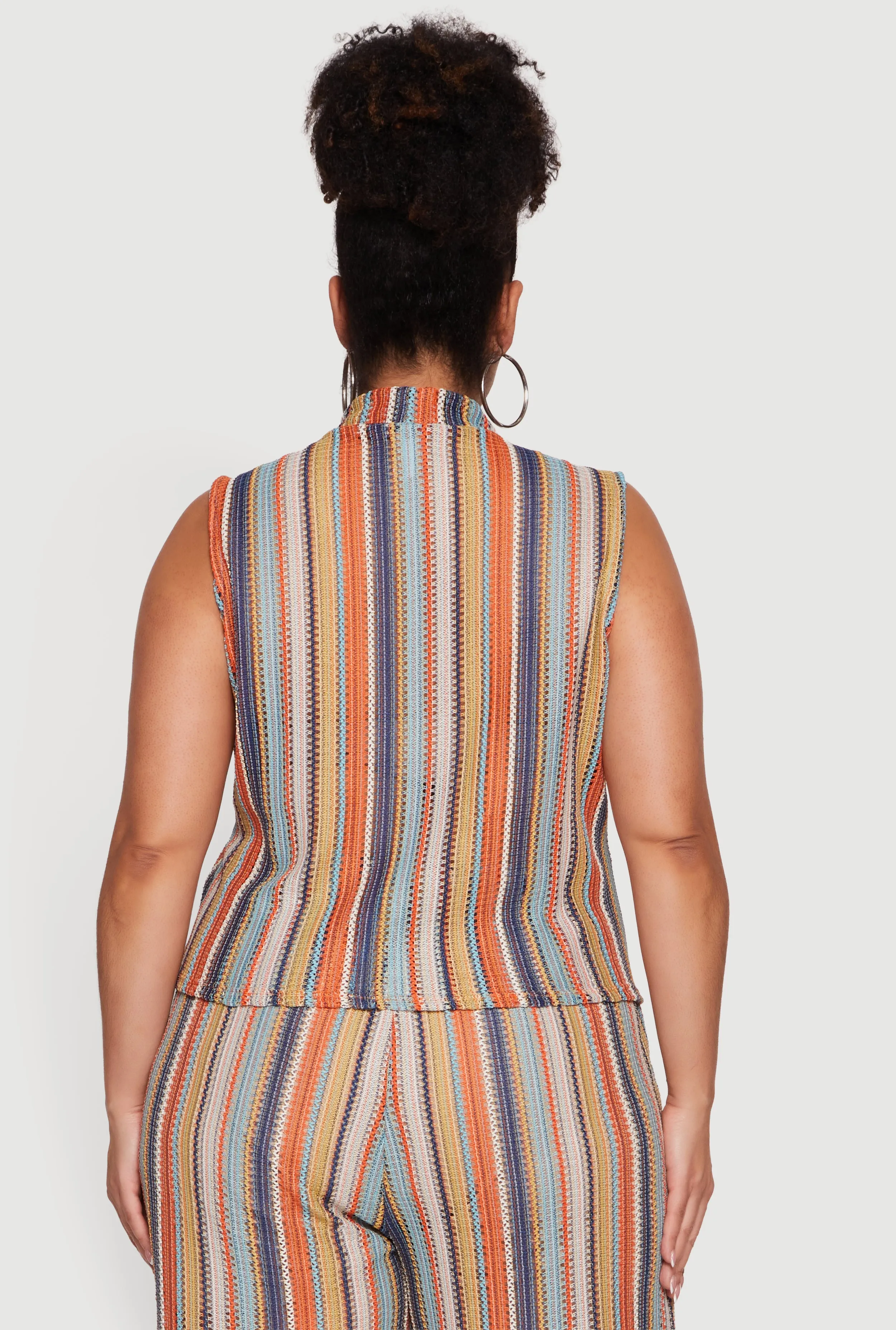 Plus Size Striped Pattern Sleeveless Mock Neck Top sold by Rainbow product image thumbnail 5