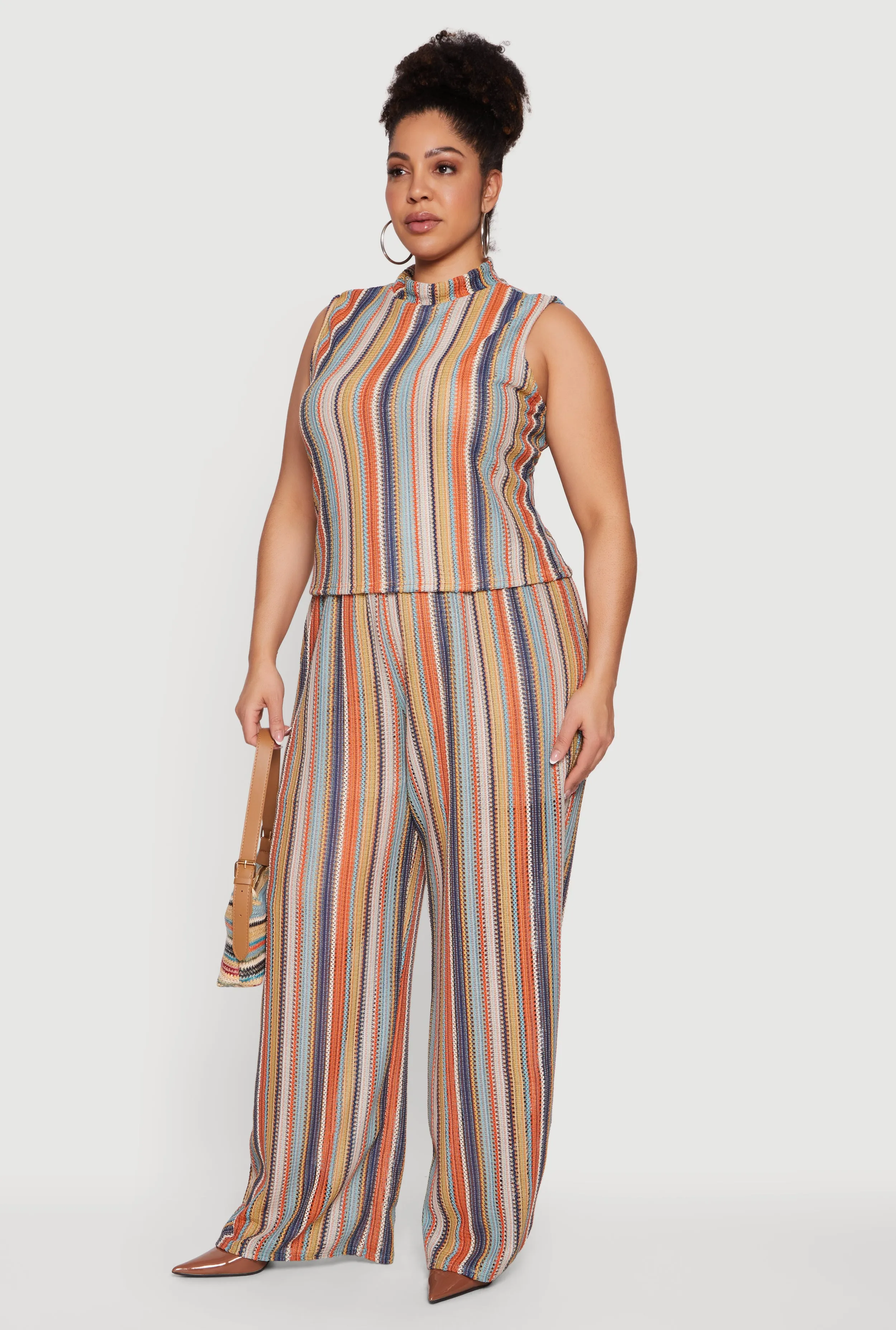 Plus Size Striped Pattern Sleeveless Mock Neck Top sold by Rainbow product image thumbnail 3