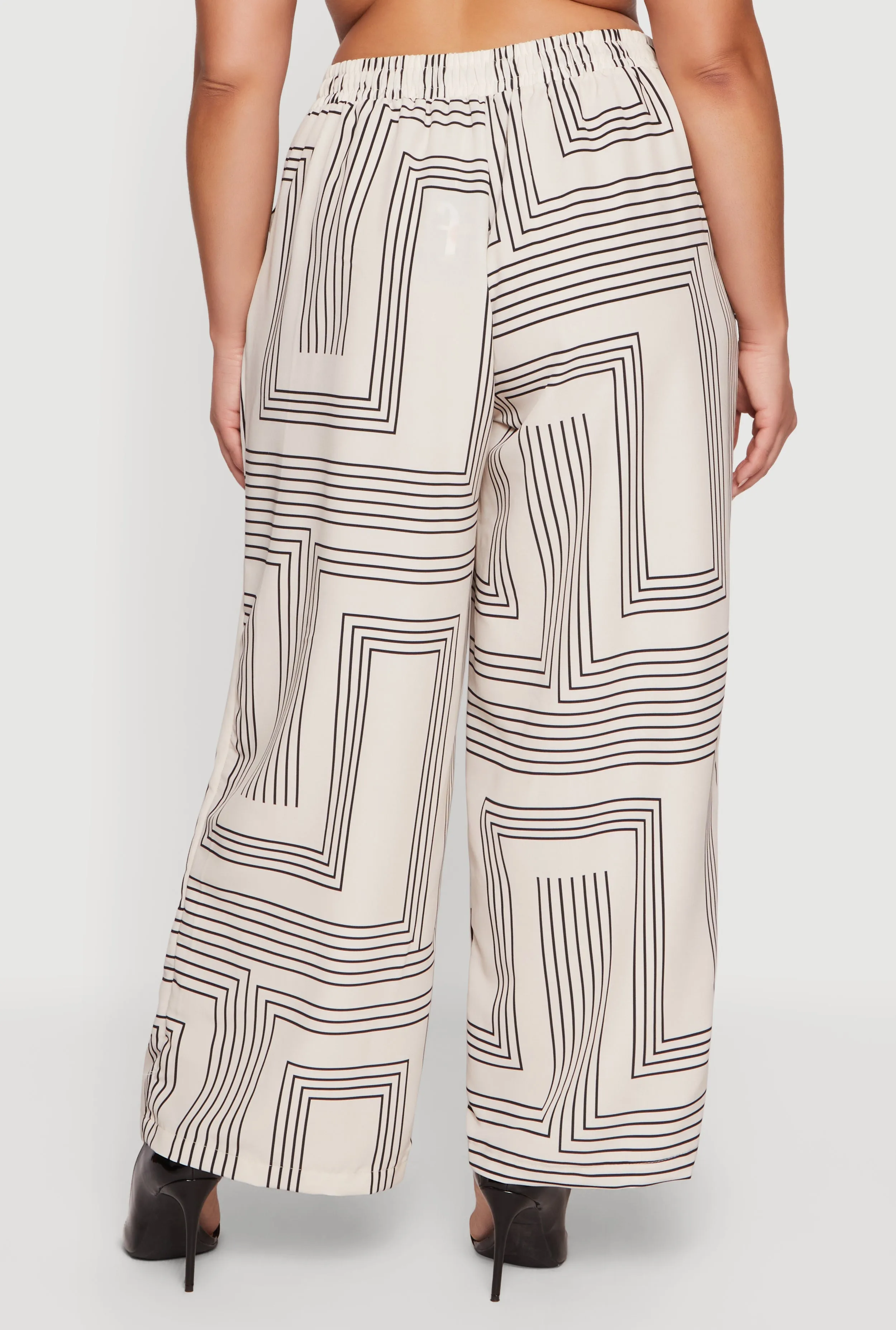 Plus Size High Waisted Geometric Print Crepe Knit Pants sold by Rainbow product image thumbnail 5