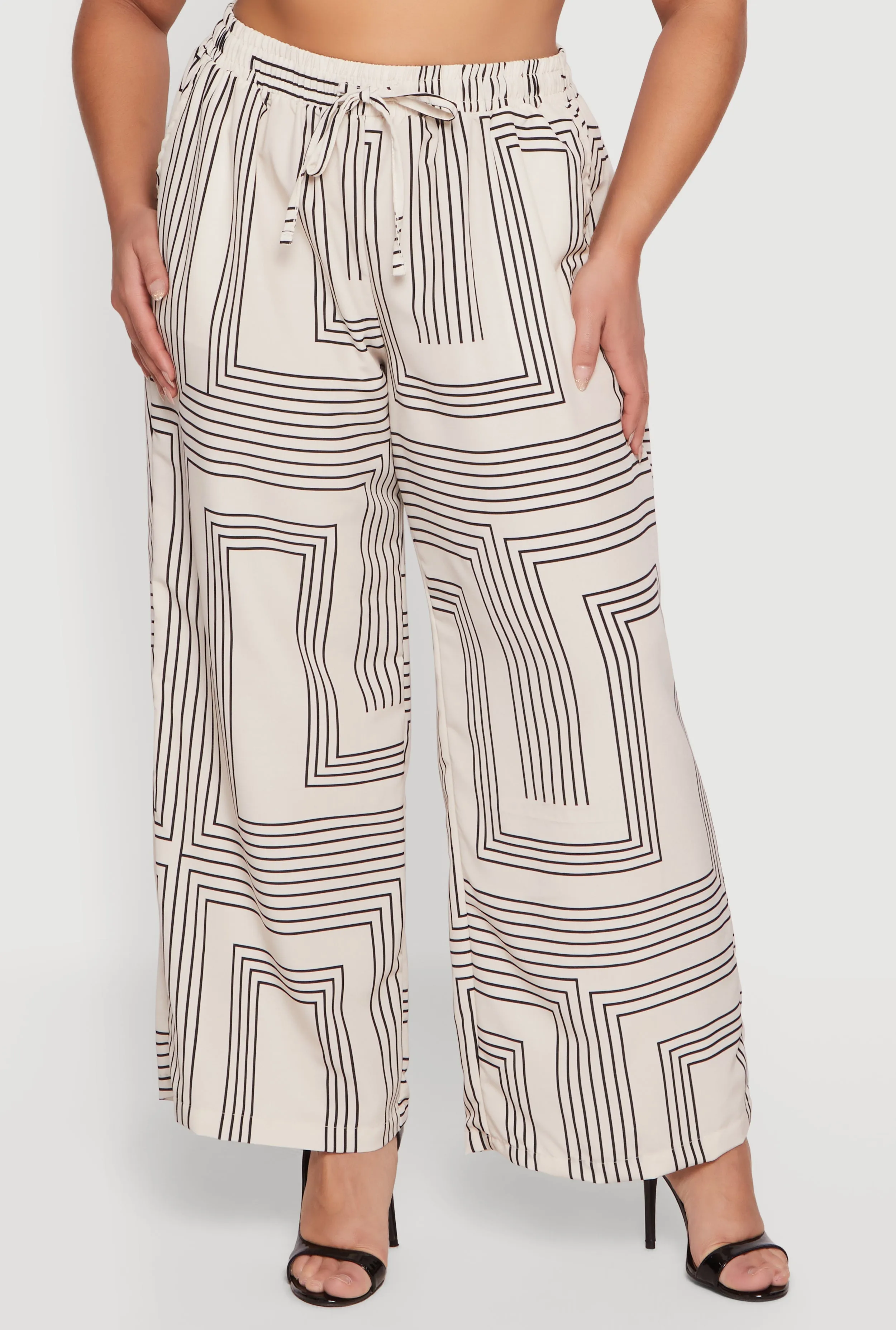 Plus Size High Waisted Geometric Print Crepe Knit Pants sold by Rainbow product image thumbnail 3