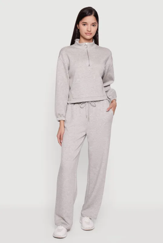 High Waisted Straight Leg Sweatpants with Drawstring Waist made by Rainbow