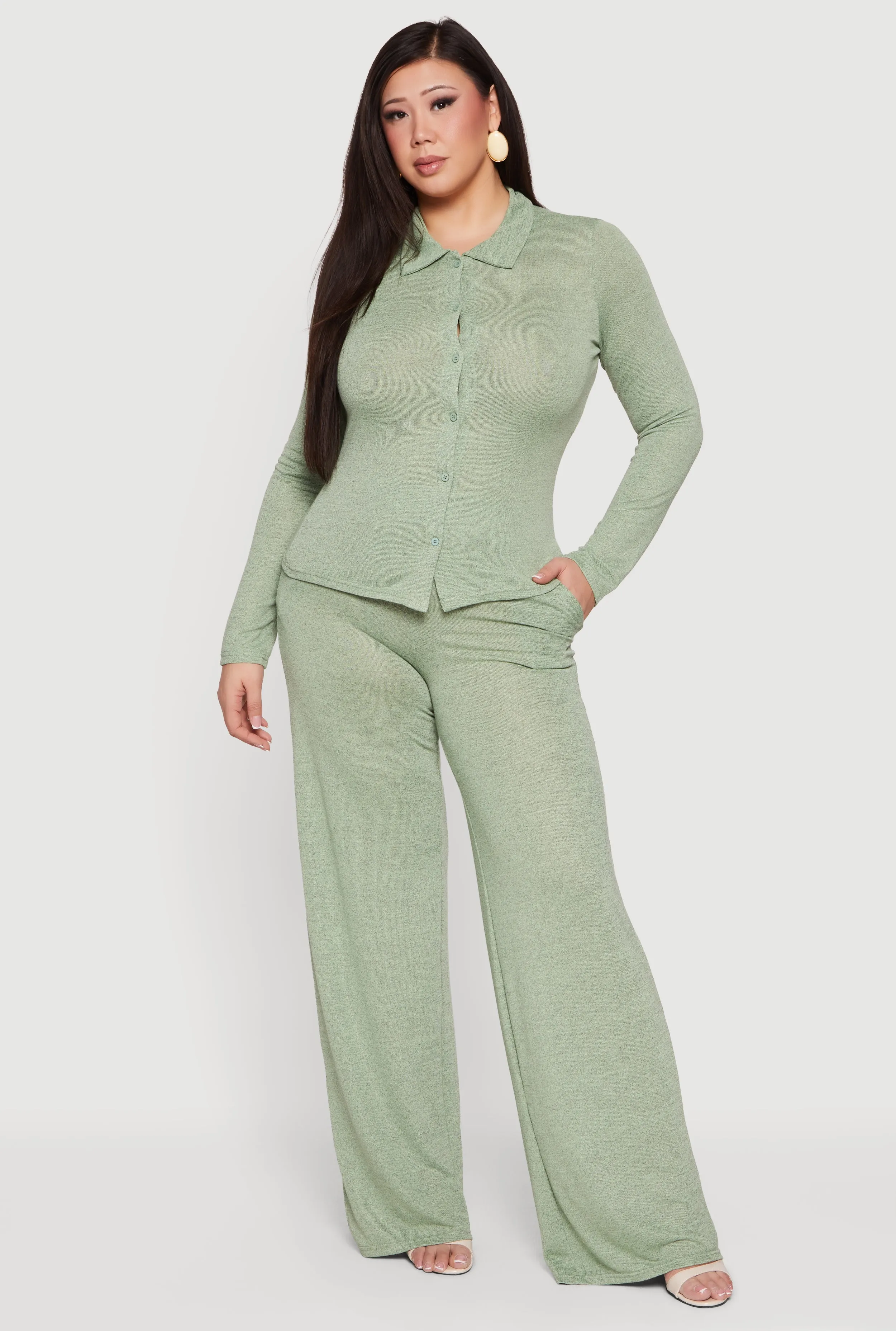 Plus Size High Waisted Wide Leg Pants sold by Rainbow