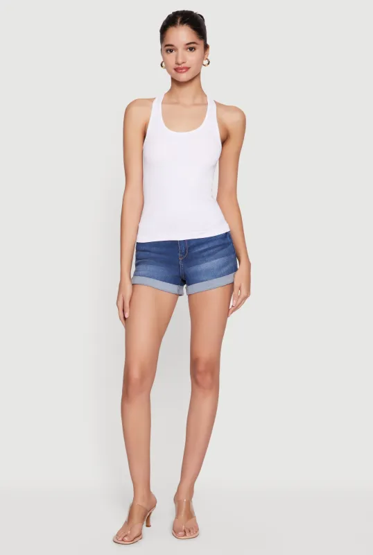 Seamless Rib Knit Scoop Neck Racerback Tank Top sold by Rainbow