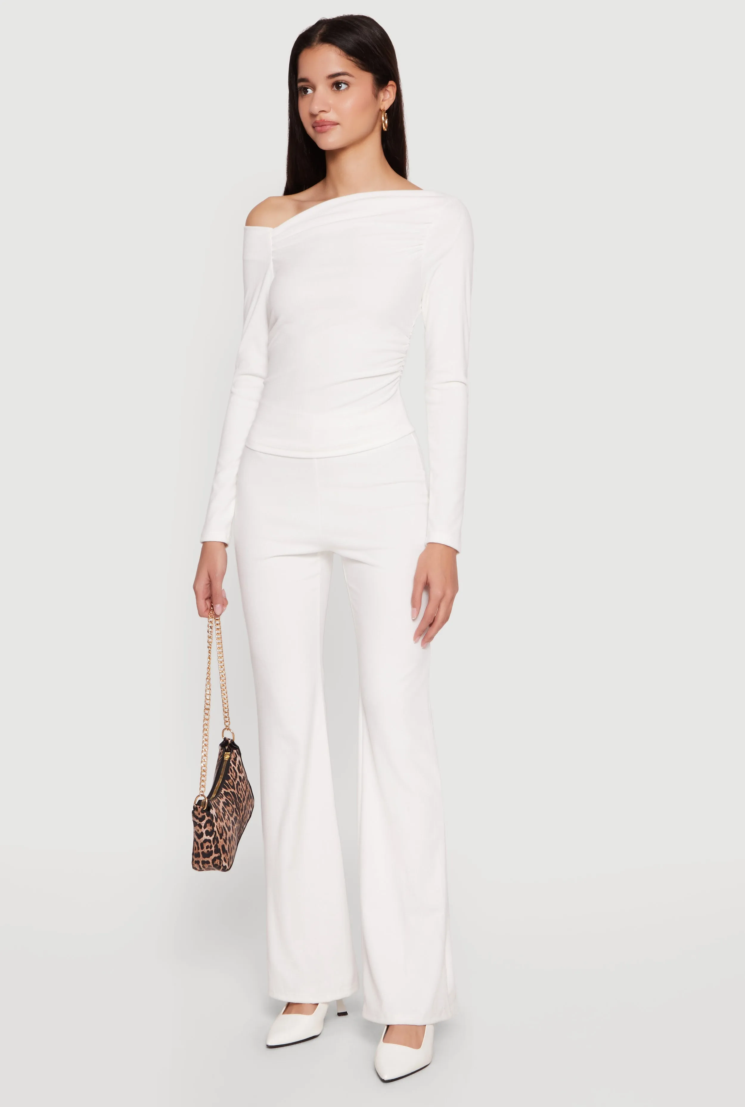 Brushed Rib Knit High Waisted Flare Pants sold by Rainbow product image thumbnail 2