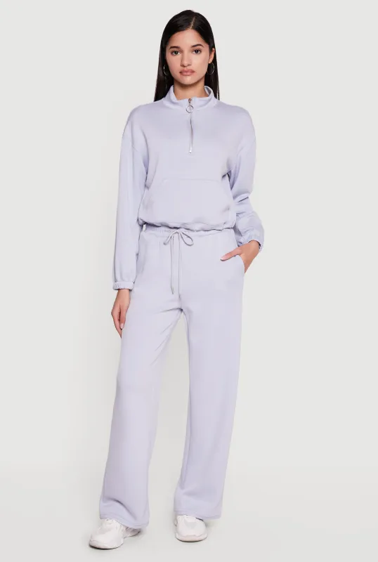 High Waisted Straight Leg Sweatpants with Drawstring Waist made by Rainbow