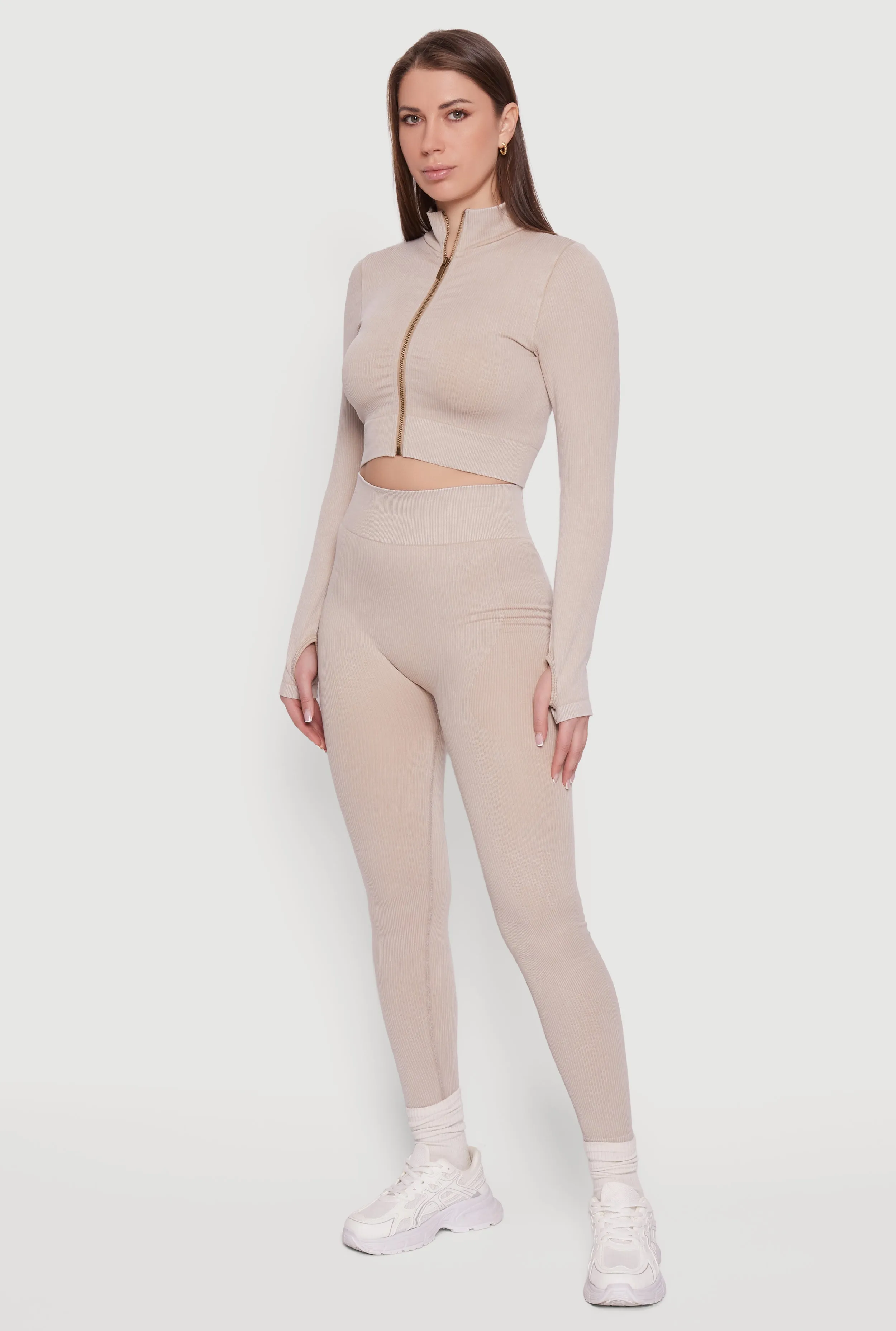 Mineral Wash Seamless Ribbed High Waisted Leggings sold by Rainbow product image thumbnail 2