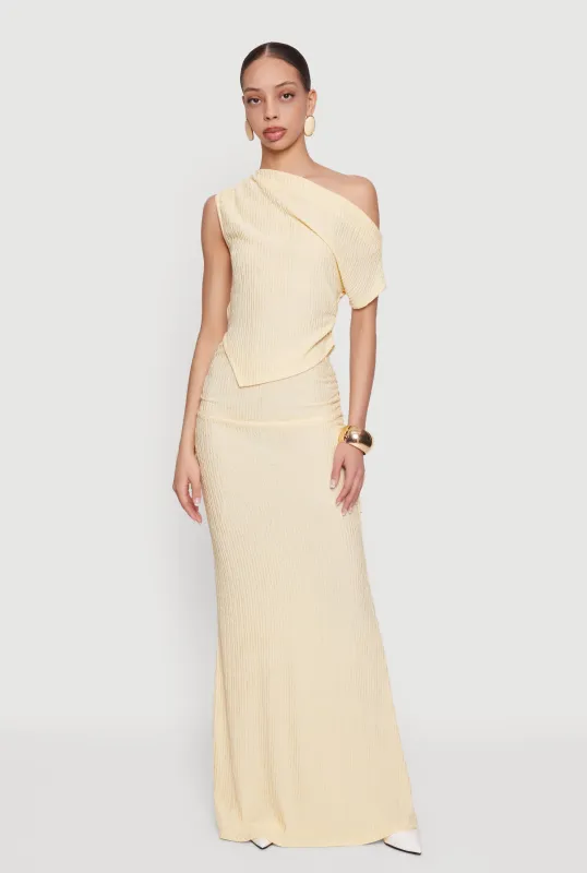 One Shoulder Side Ruched Asymmetrical Top made by Rainbow