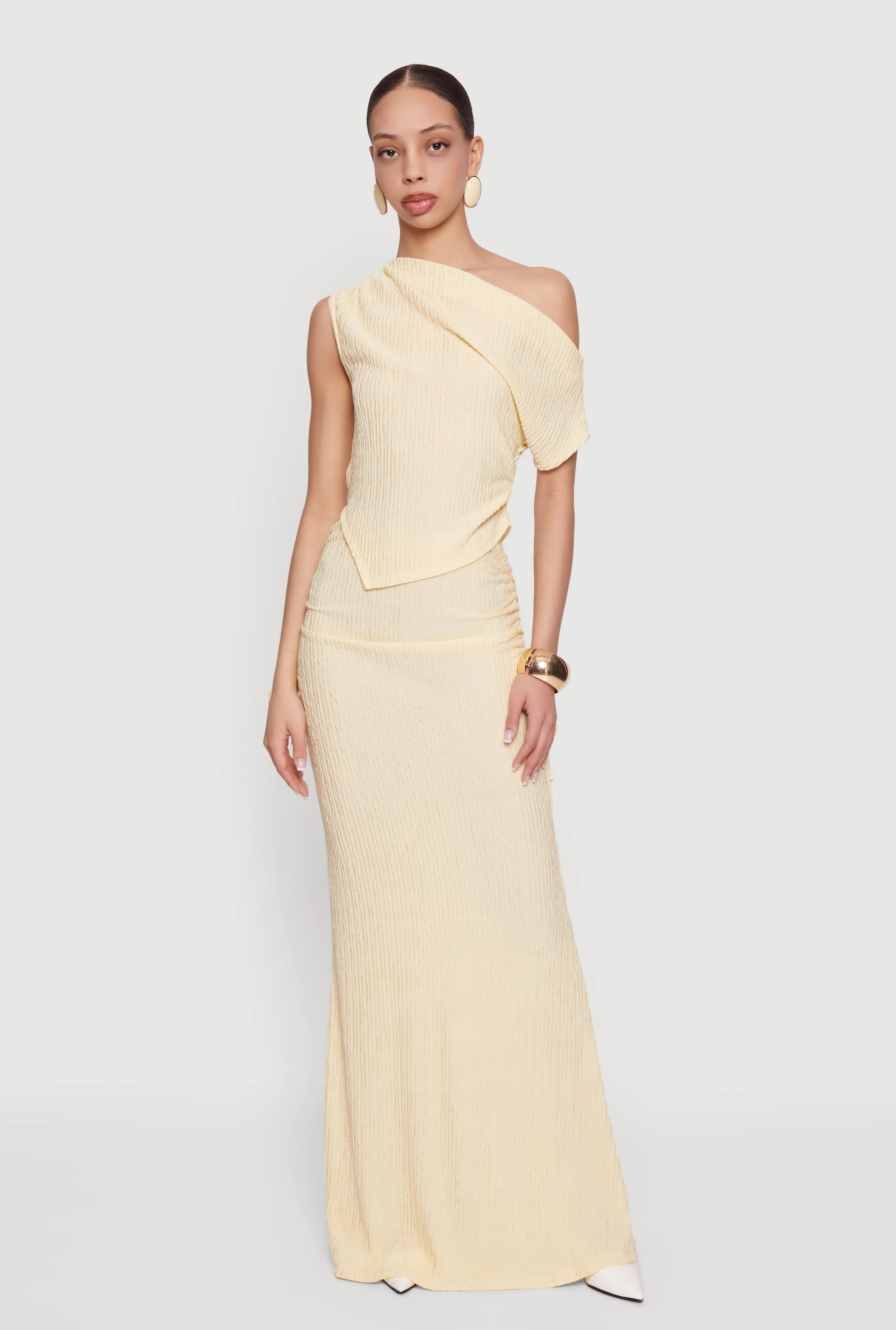 One Shoulder Side Ruched Asymmetrical Top sold by Rainbow