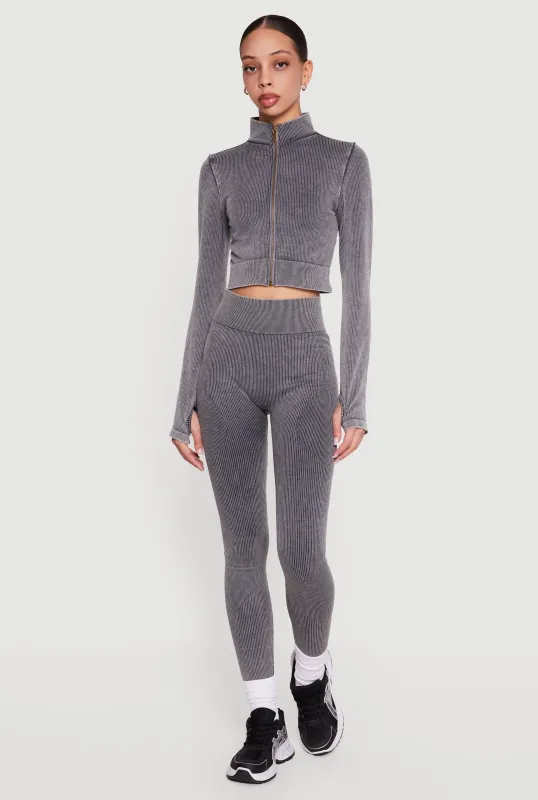 Mineral Wash Seamless Ribbed High Waisted Leggings sold by Rainbow