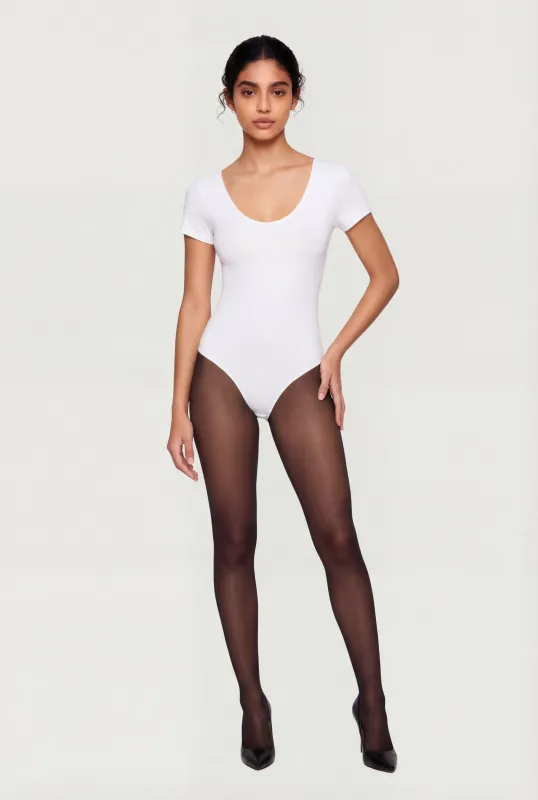 Double Layered Short Sleeve V Neck Bodysuit sold by Rainbow