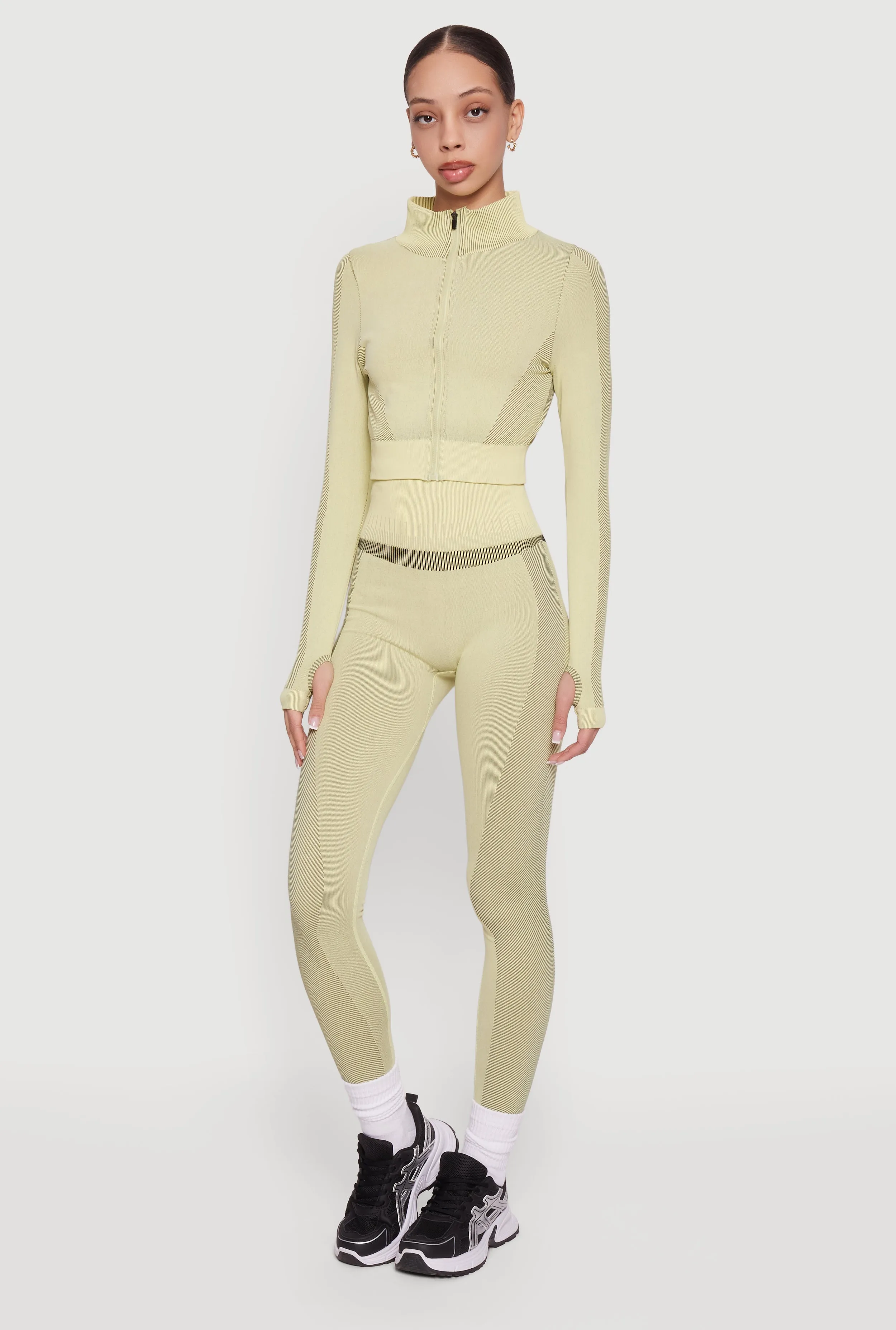 Striped Detail Seamless High Waisted Leggings sold by Rainbow